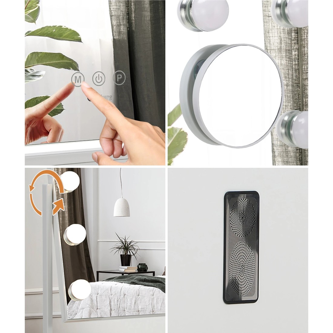 3 Oikiture Led Makeup Mirror Bluetooth Rotation 62x50cm Hollywood Vanity Mirrors
 - White, 3 of 8