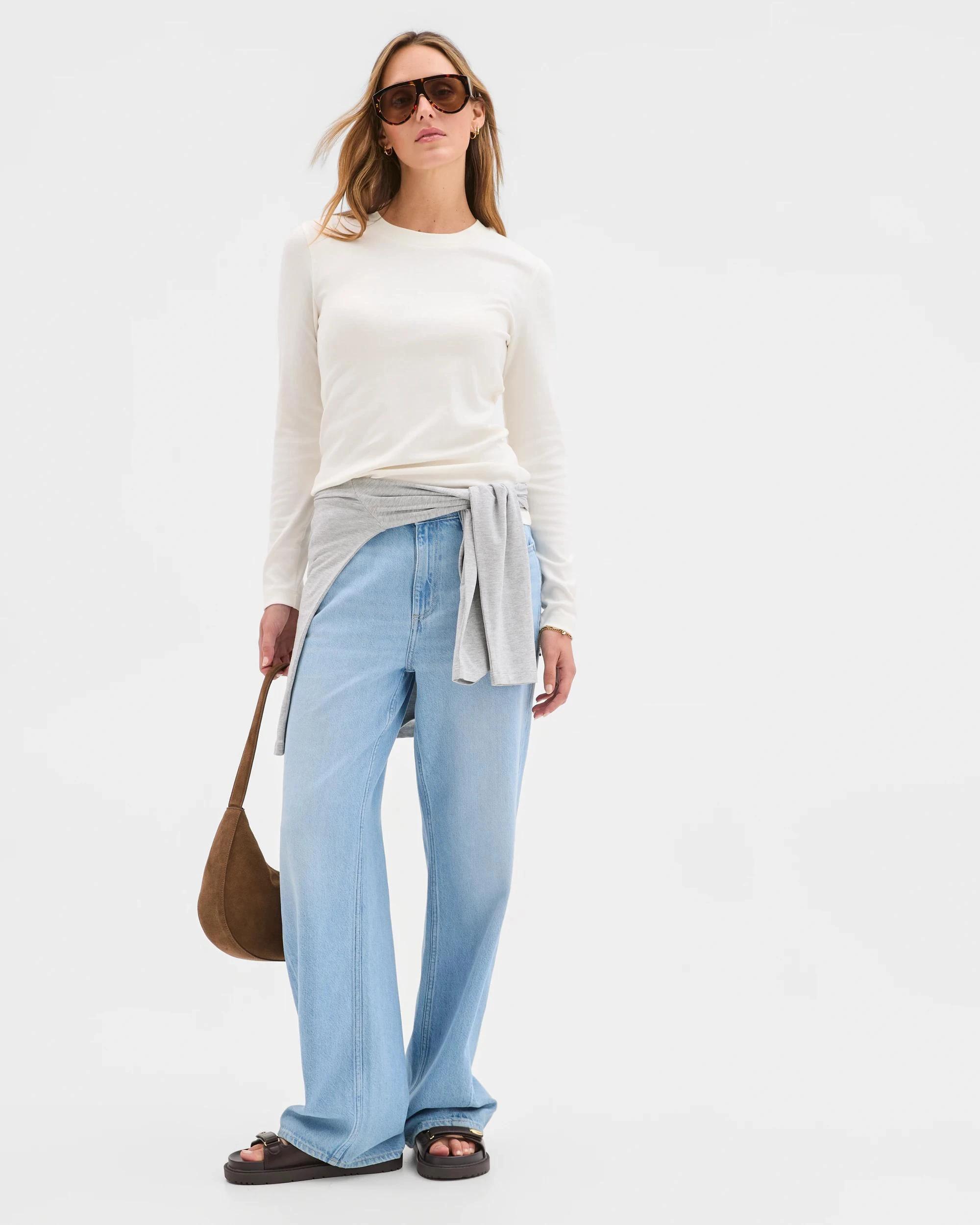 1 Target Woman Soft Touch Long Sleeve T-Shirt CLOUD DANCER, 1 of 6