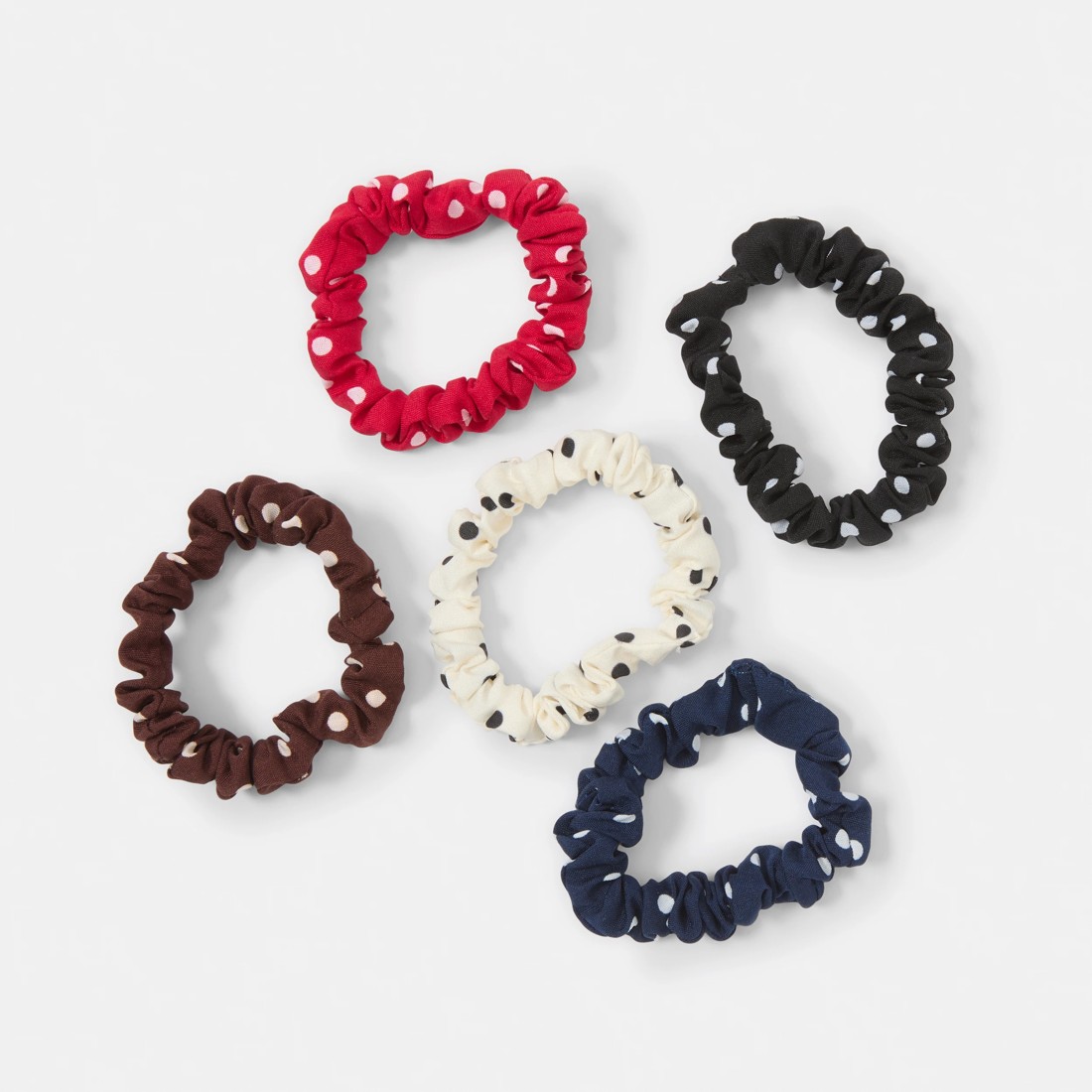 2 5 Pack Polka Dot Mini Hair Scrunchies, 2 of 4