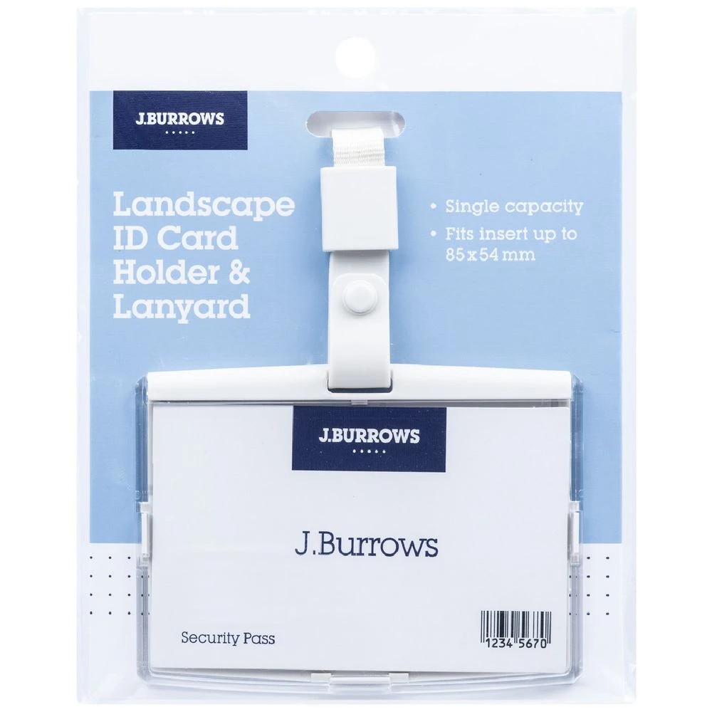 1 J.Burrows ID Holder with Lanyard Landscape White, 1 of 3