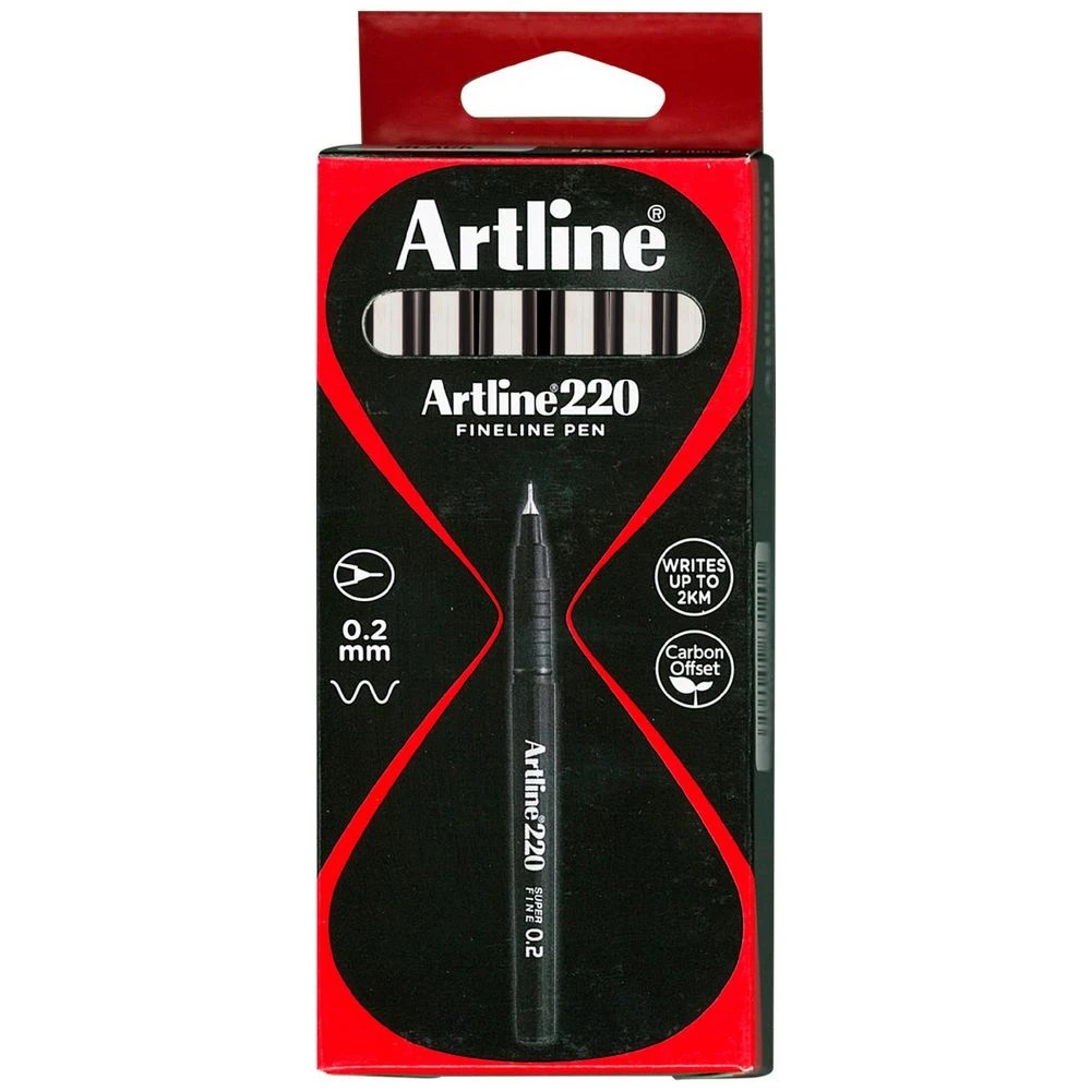 1 Artline 220 Fineliners 0.2mm Black 12 Pack, 1 of 1