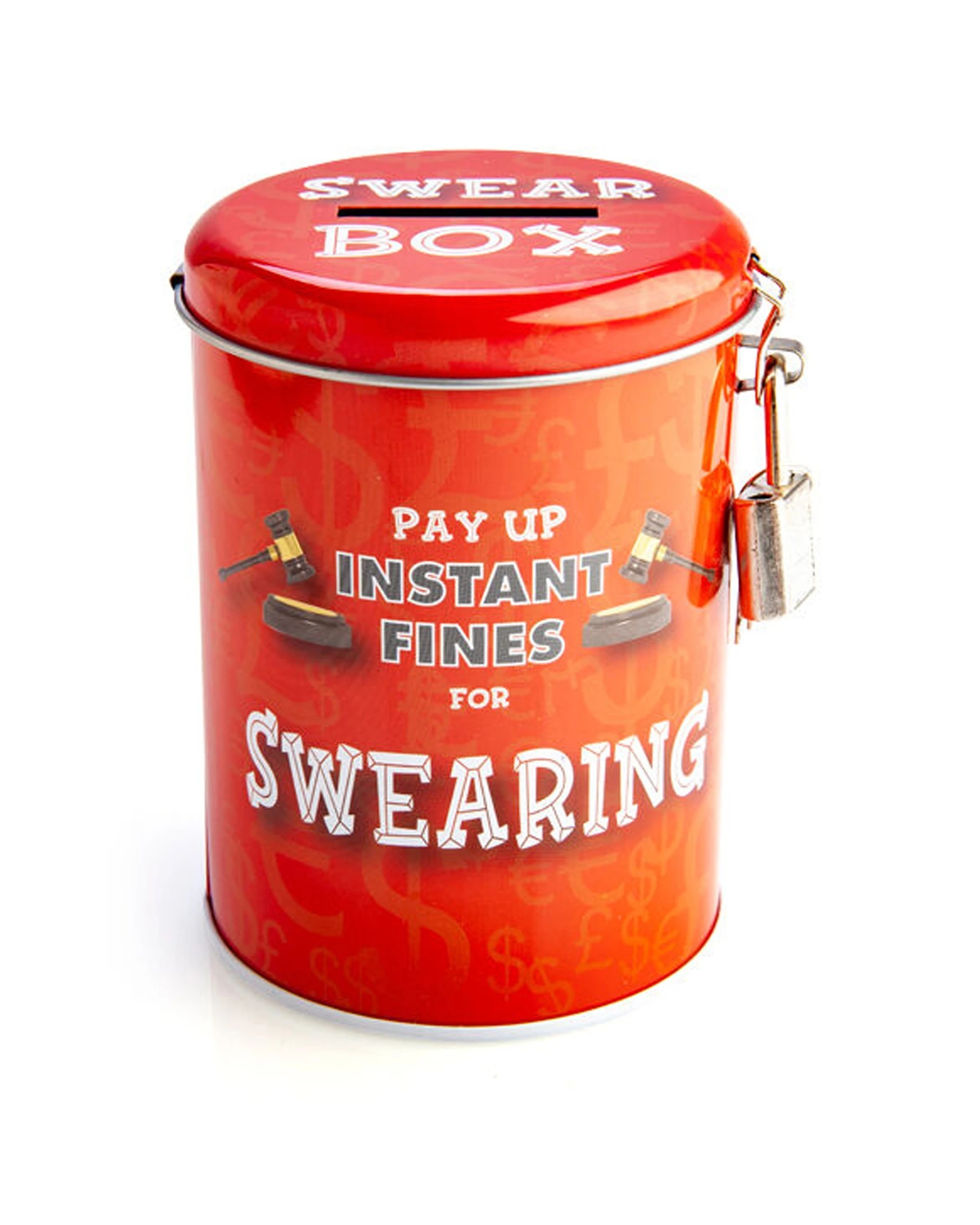 1 MDI Fines Money Tin Swearing Humorous Padlock Collection Box - Orange, 1 of 1