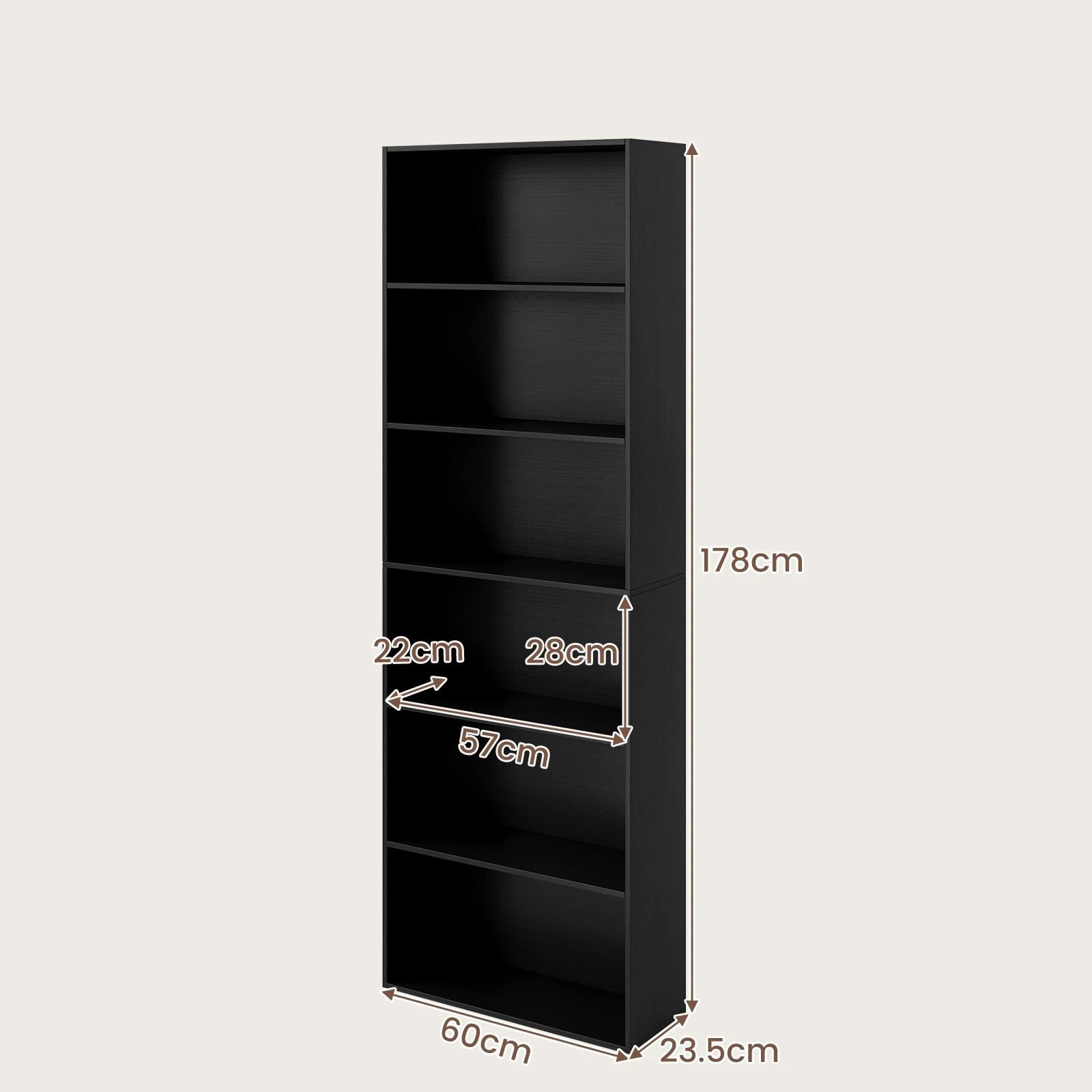 2 Costway 6-Tier Open Bookcase Tall Book Storage Organizer Display Cabinet Black, 2 of 4