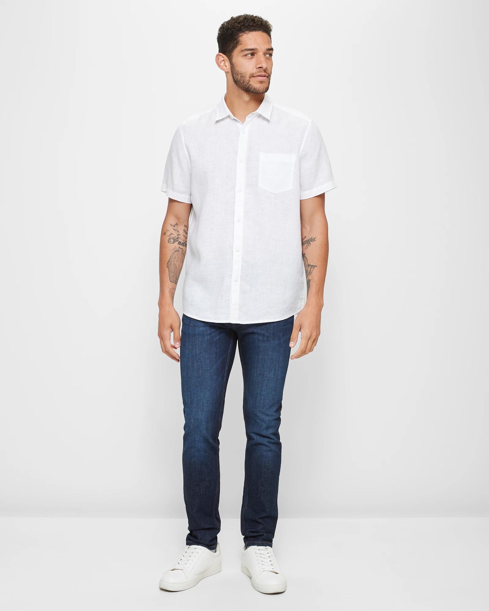 2 Target European Linen Shirt WHITE, 2 of 5