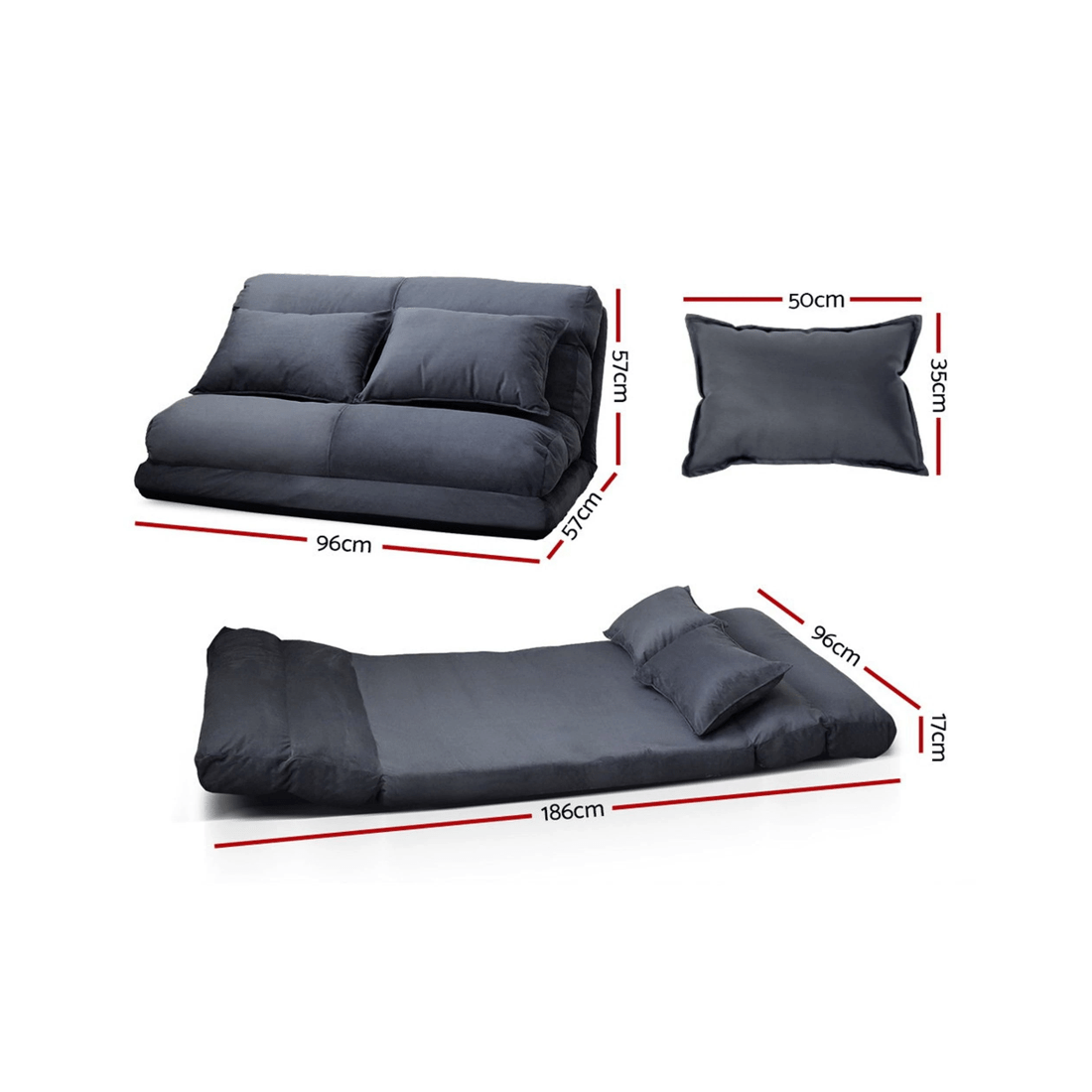 2 Artiss Floor Lounge Sofa Bed 2-seater
 - grey, 2 of 8