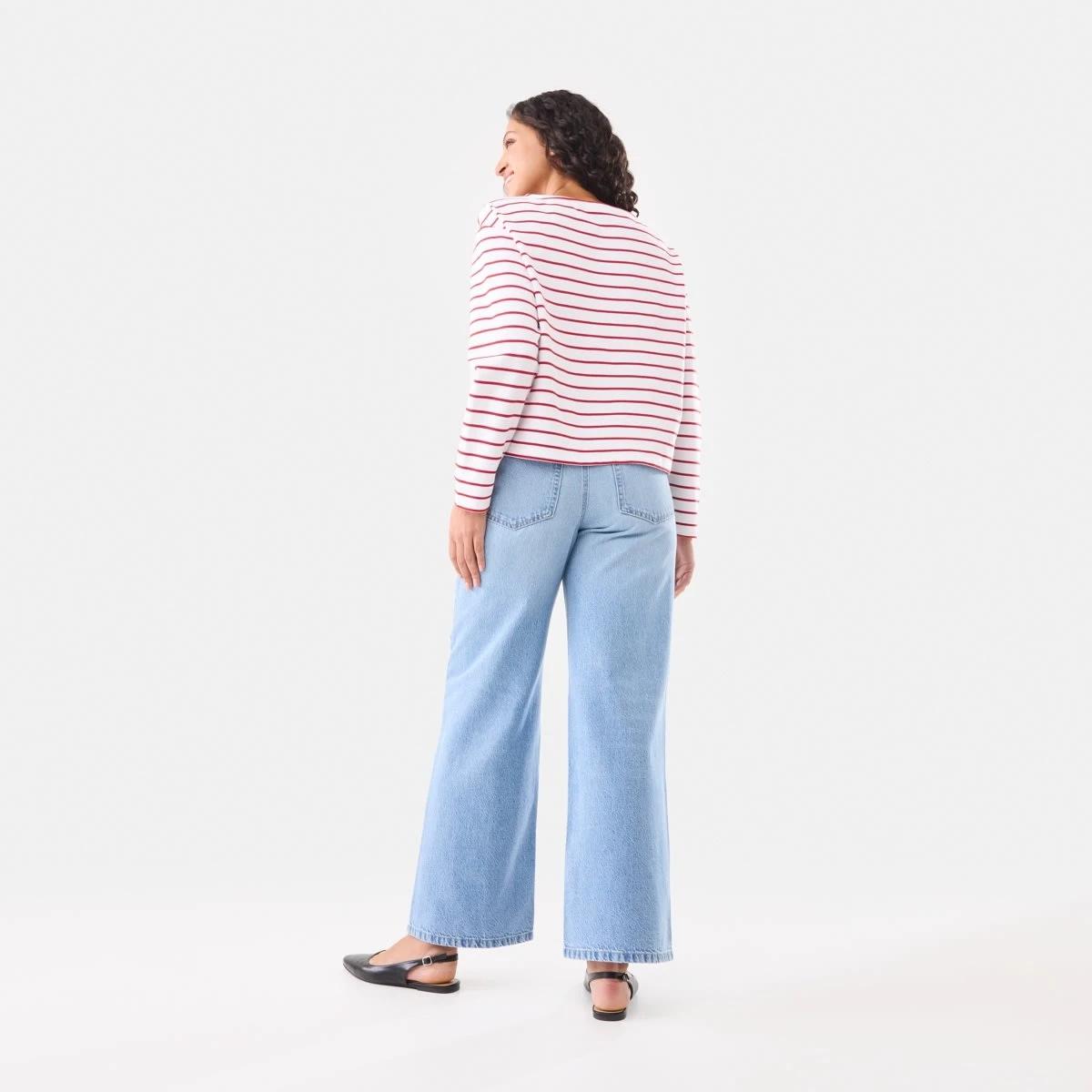 4 Wide Tie Waist Jeans Light Wash, 4 of 7