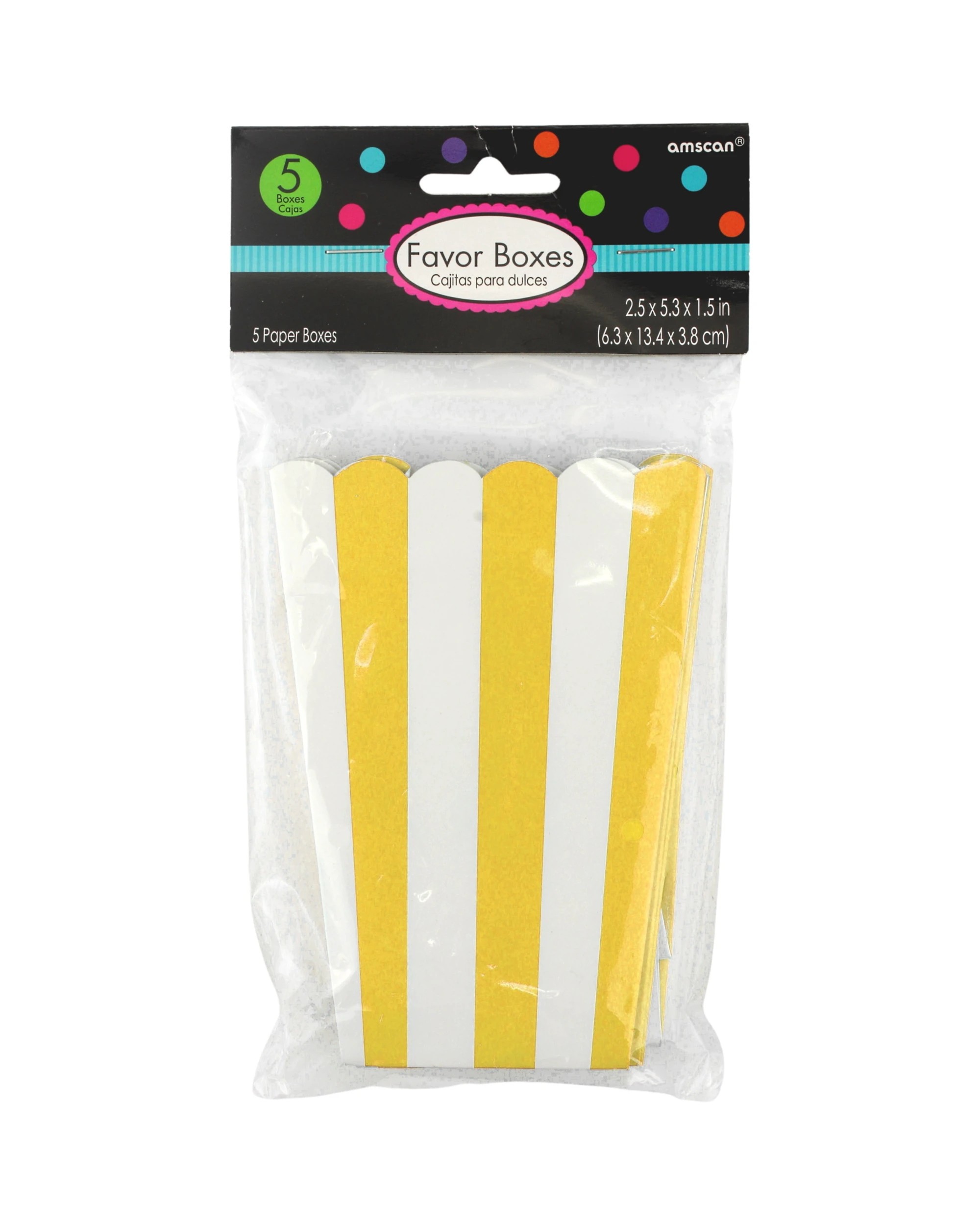 3 Amscan Stripe Popcorn Boxes Pack of 5 - Yellow, 3 of 3