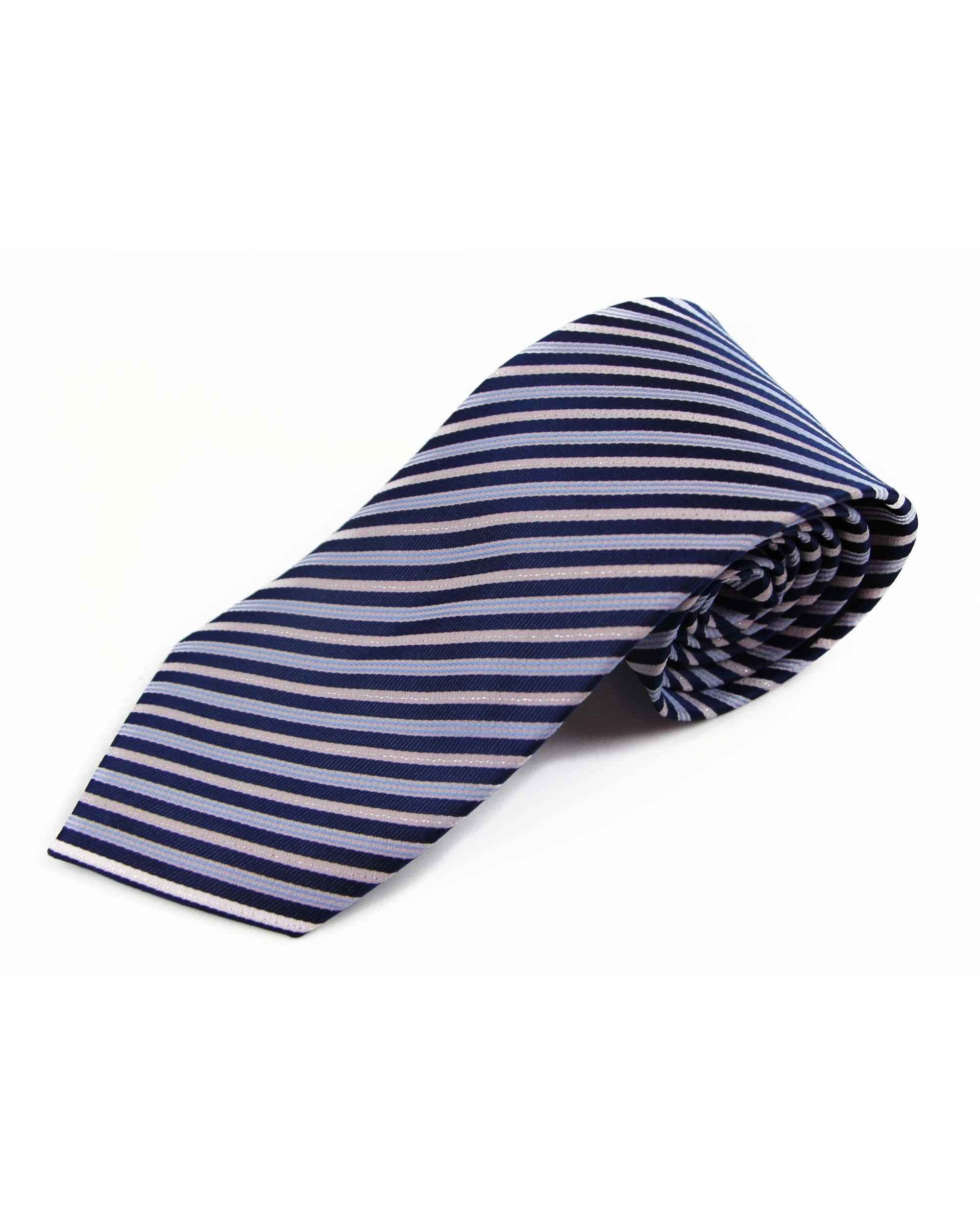 1 Zasel Mens Navy & Salmon Striped 8cm Patterned Neck Tie, 1 of 2