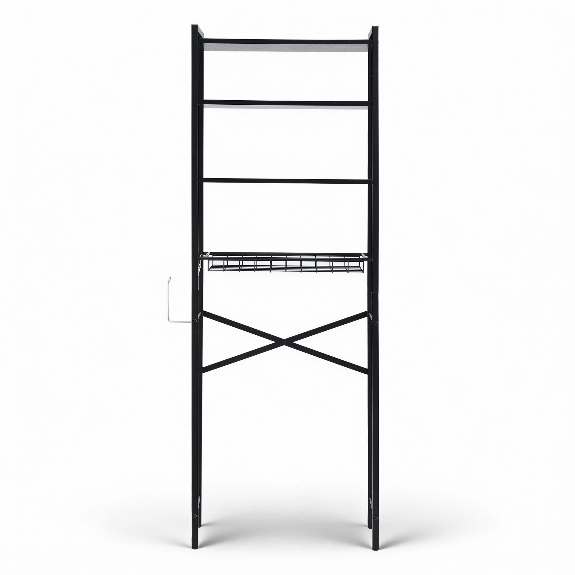2 Artiss Over Toilet Bathroom Storage Rack Space Saving 4 Tier Organiser - Black, 2 of 6