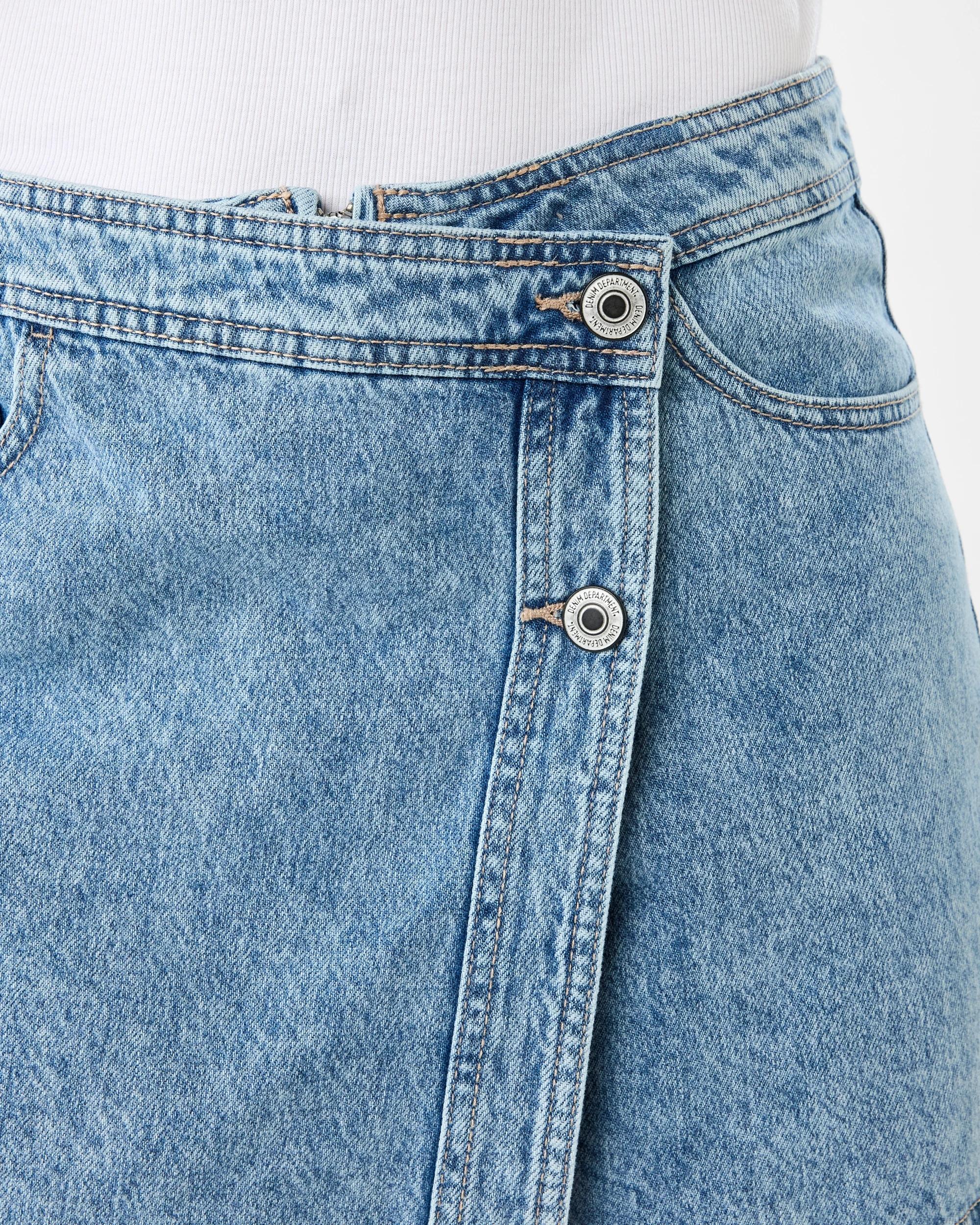 4 Denim Wrap Skort Light Wash, 4 of 8
