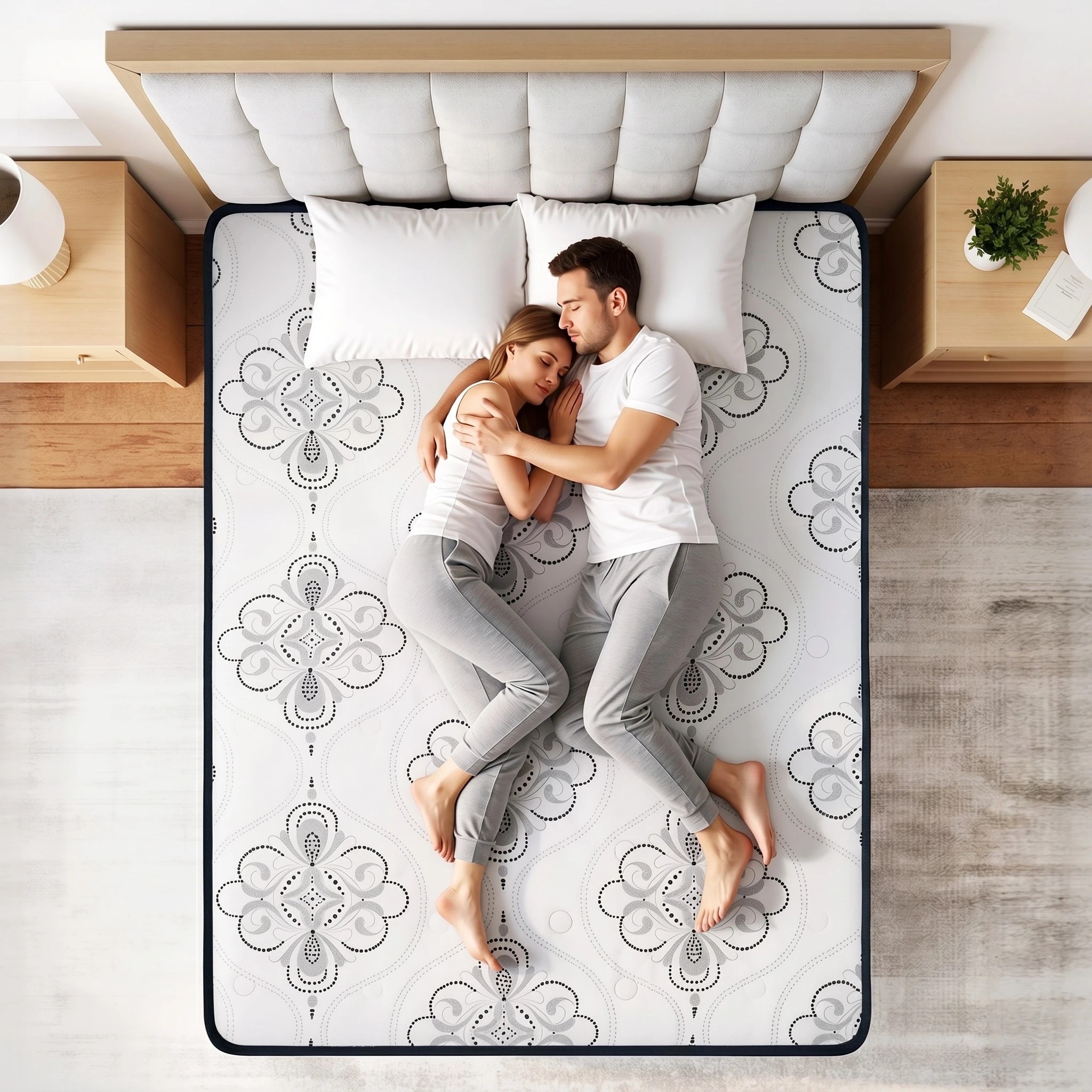 6 Giselle Bedding Mattress 30cm Pocket Spring Euro Top Medium Firm - Double Bed - White, 6 of 8