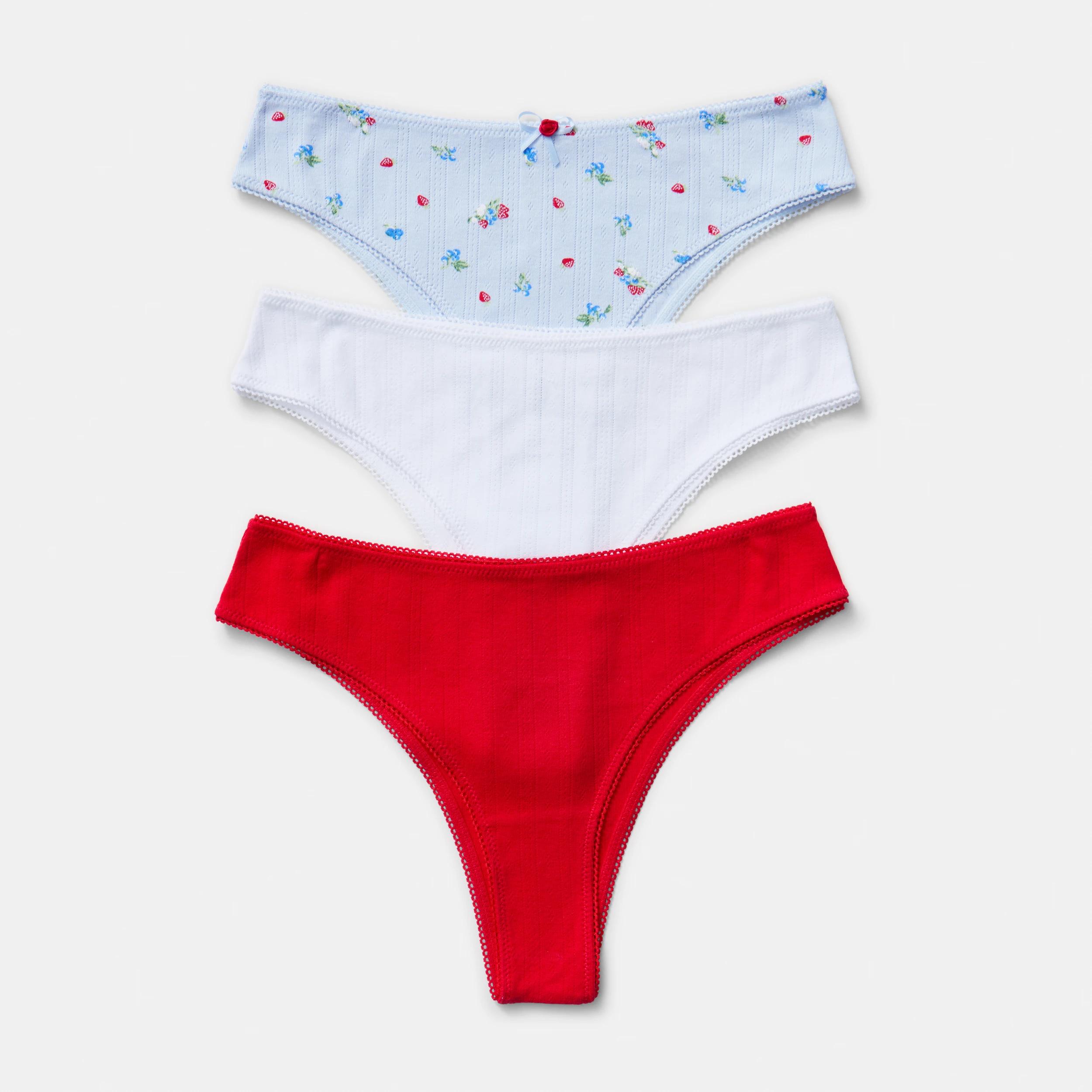 1 3 Pack Pointelle Cheeky Bikini Briefs Fruits, 1 of 9