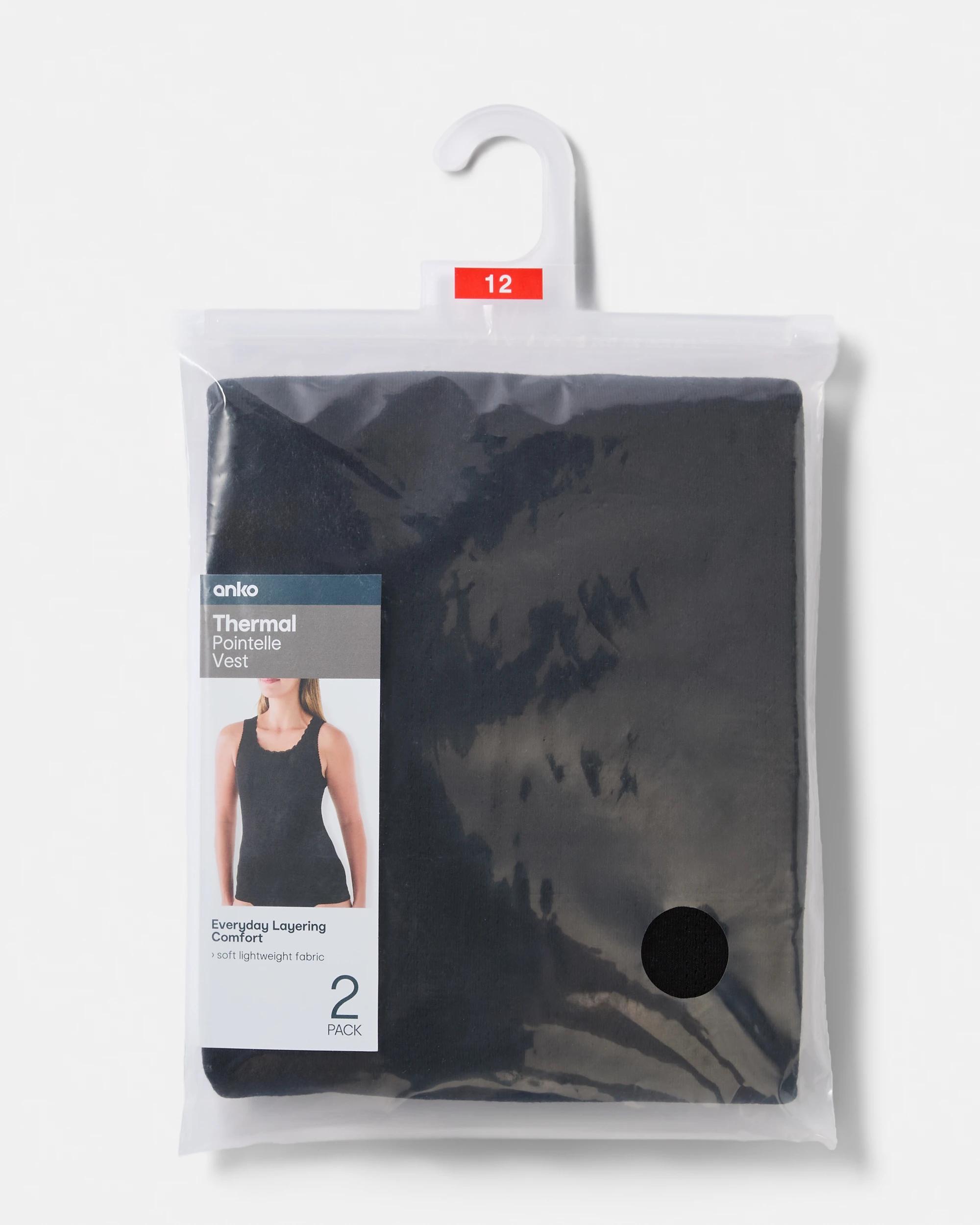 10 2 Pack Pointelle Thermal Vests Black, 10 of 10