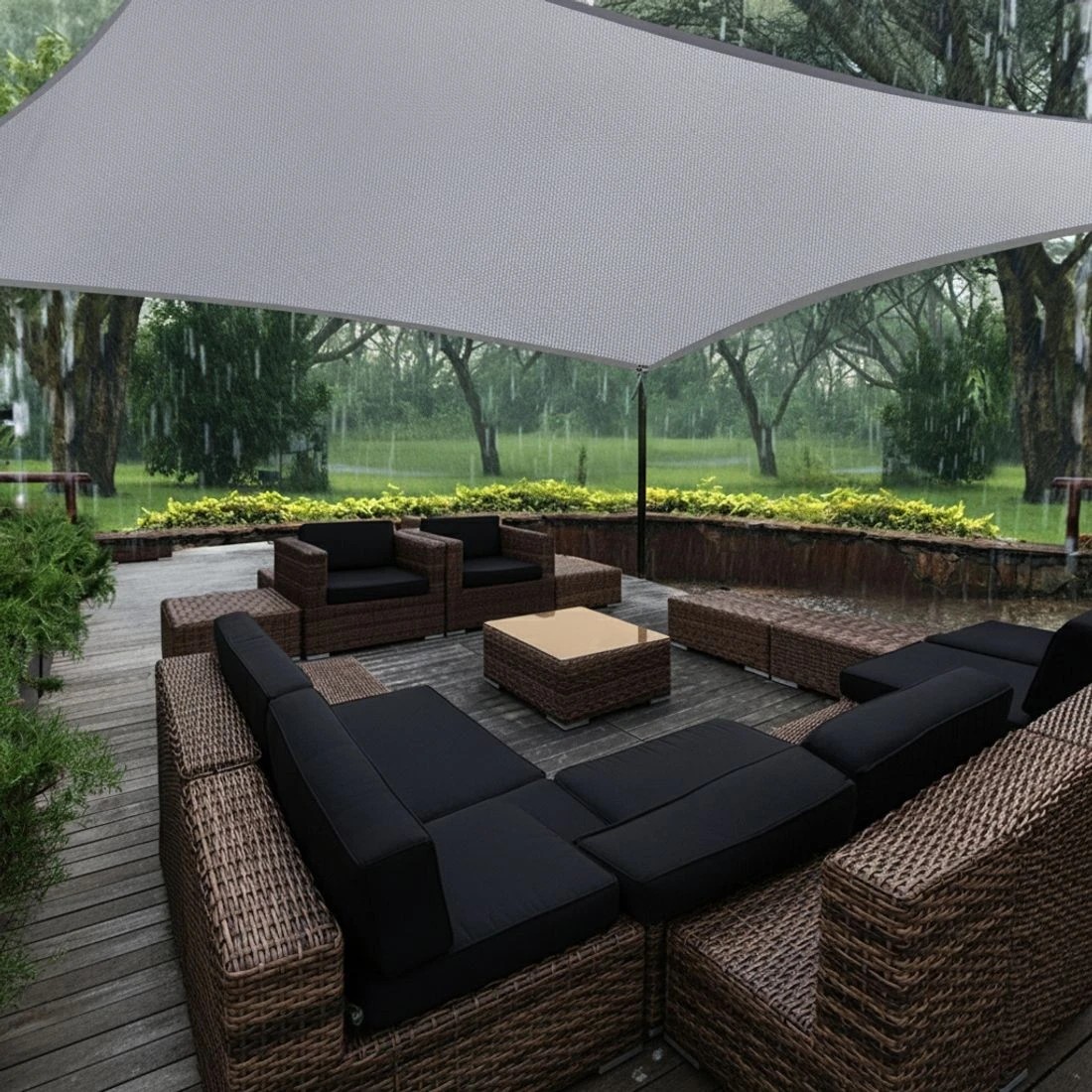 4 Instahut Waterproof Shade Sail Shade cloth 220GSM Canopy 3x5m - Grey, 4 of 6