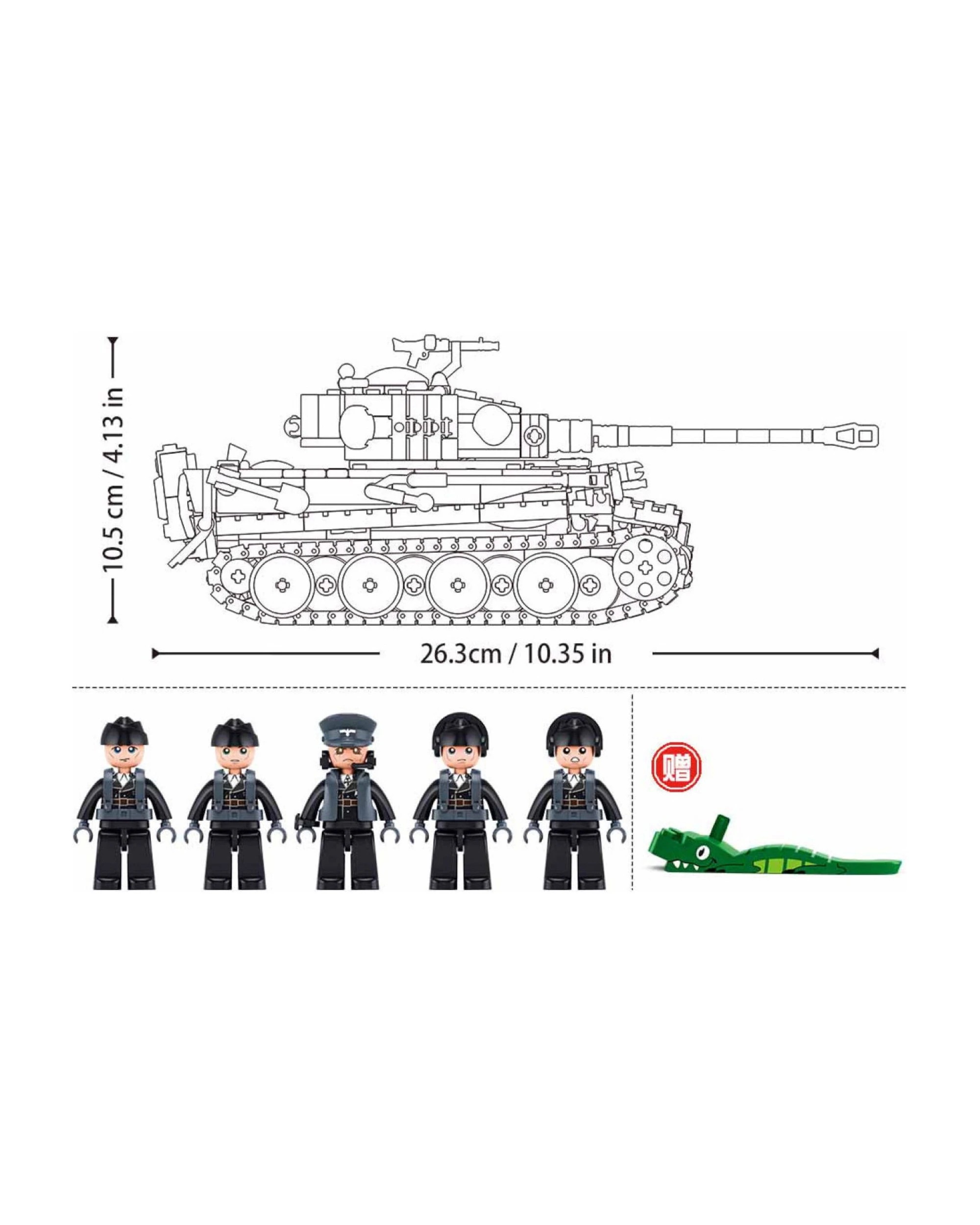 Sluban B1533 Model Kit 1:35 Tiger I Tank German Panzer WWII Army ...