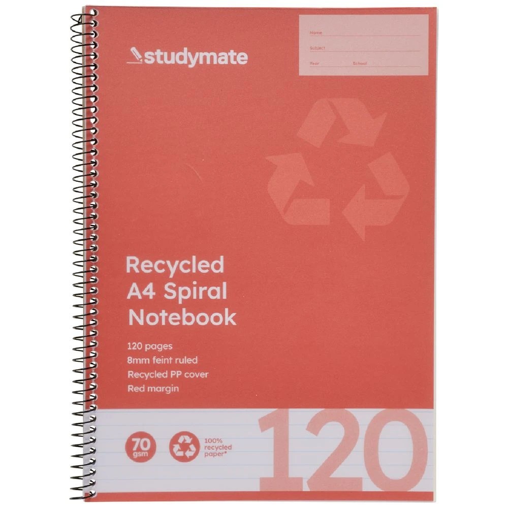 3 Studymate A4 Recycled Spiral Notebook 120 Pages, 3 of 3