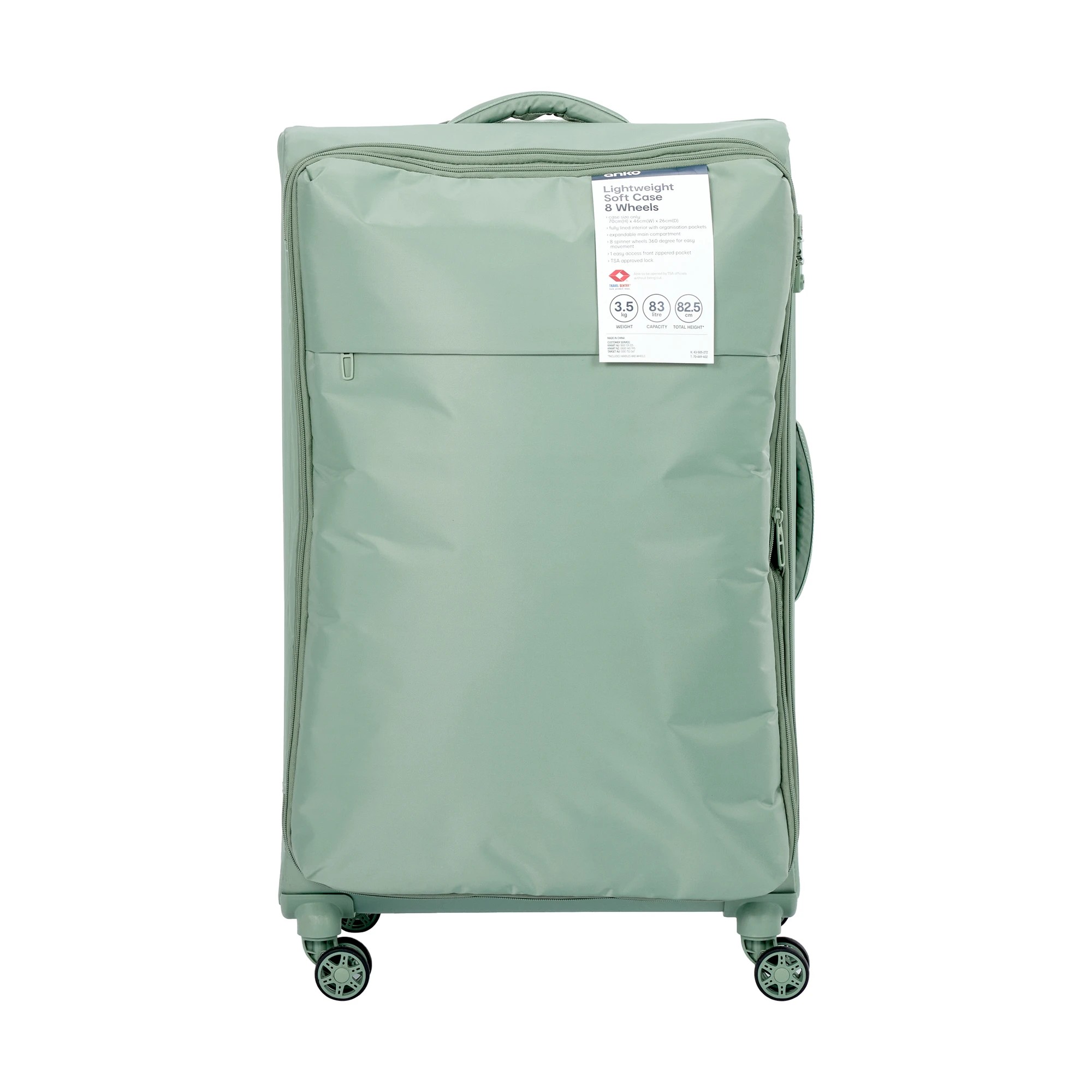 8 70cm 8 Wheels Lightweight Soft Case - Sage, 8 of 8