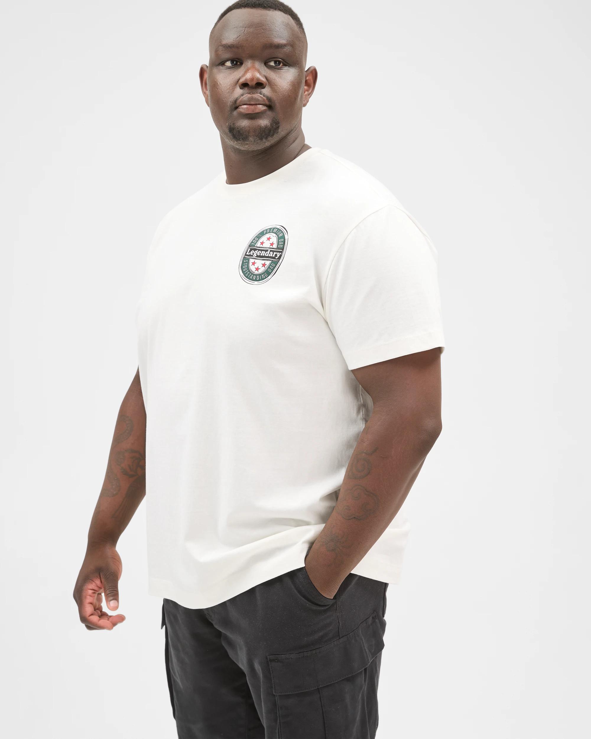 1 Target Man Plus Size Australian Cotton T-Shirt WHITE LAGER THAN LIFE, 1 of 6