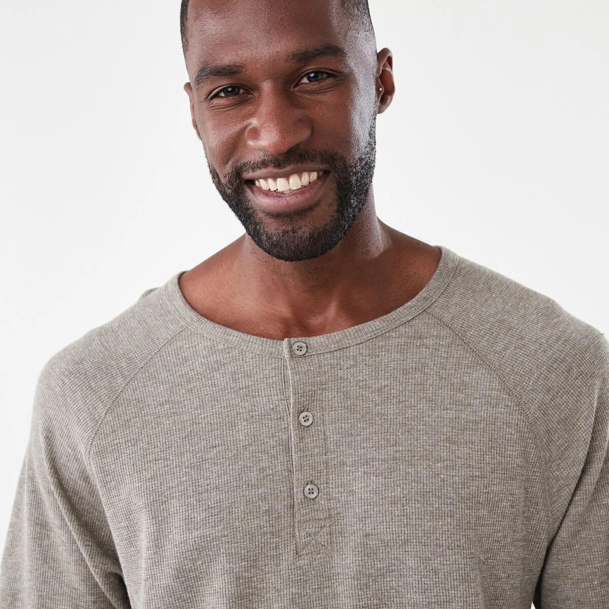 4 Waffle Henley Top Oatmarle, 4 of 6