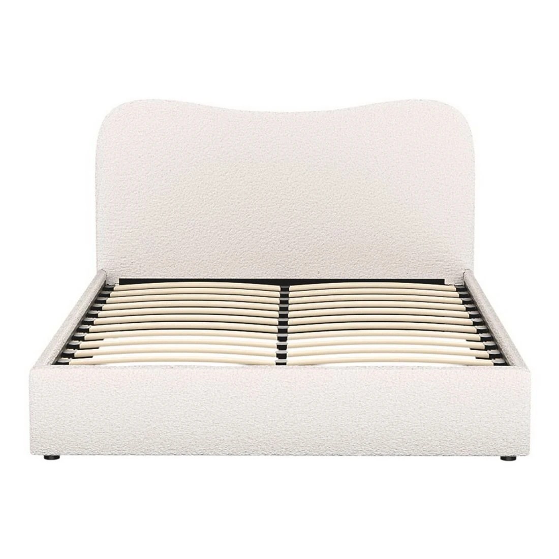 4 Artiss Bed Frame Double Size Upholstered Padded Headboard Bedroom Furniture Modern Decor Sturdy - White, 4 of 5