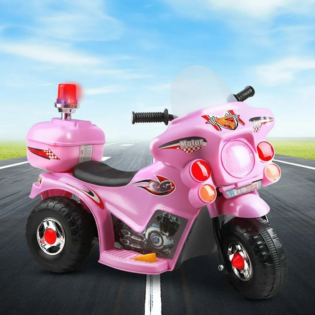9 Rigo Kids Electric Ride On Police Motorcycle Motorbike 6V Battery - Pink, 9 of 9