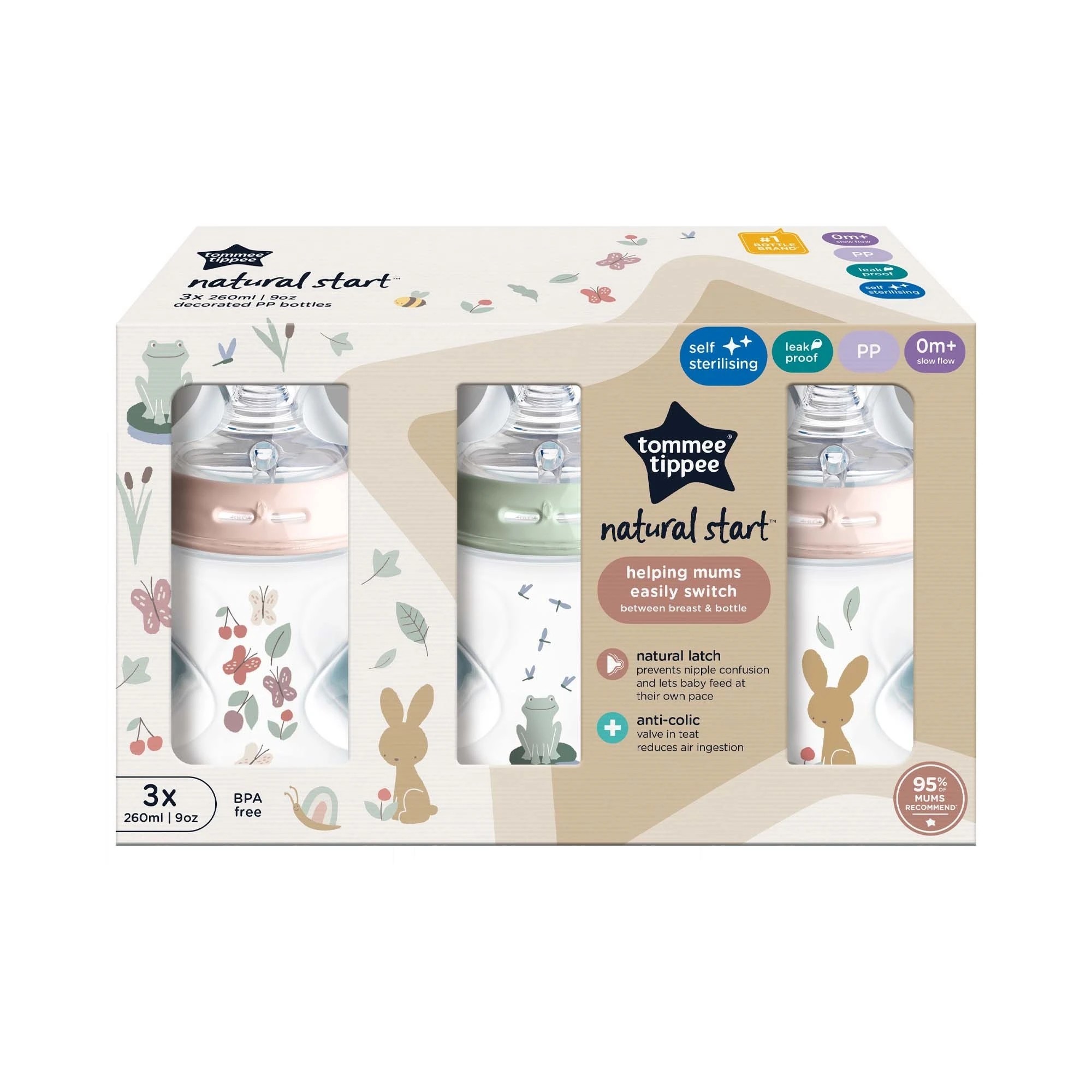 1 3 Pack Tommee Tippee Natural Start Decorated Baby Bottles, 1 of 7
