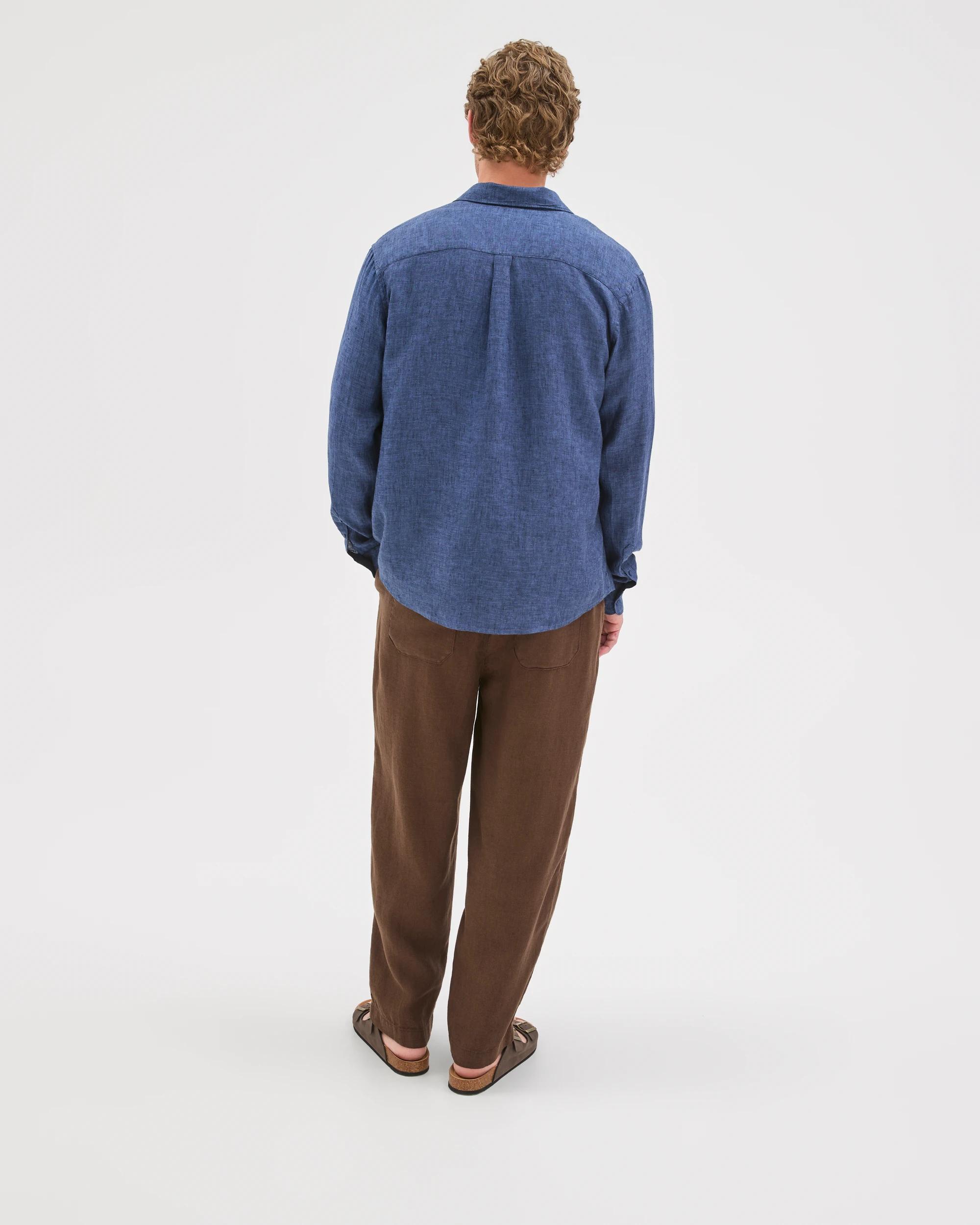 5 Target Man European Linen Long Sleeve Shirt INDIGO, 5 of 5