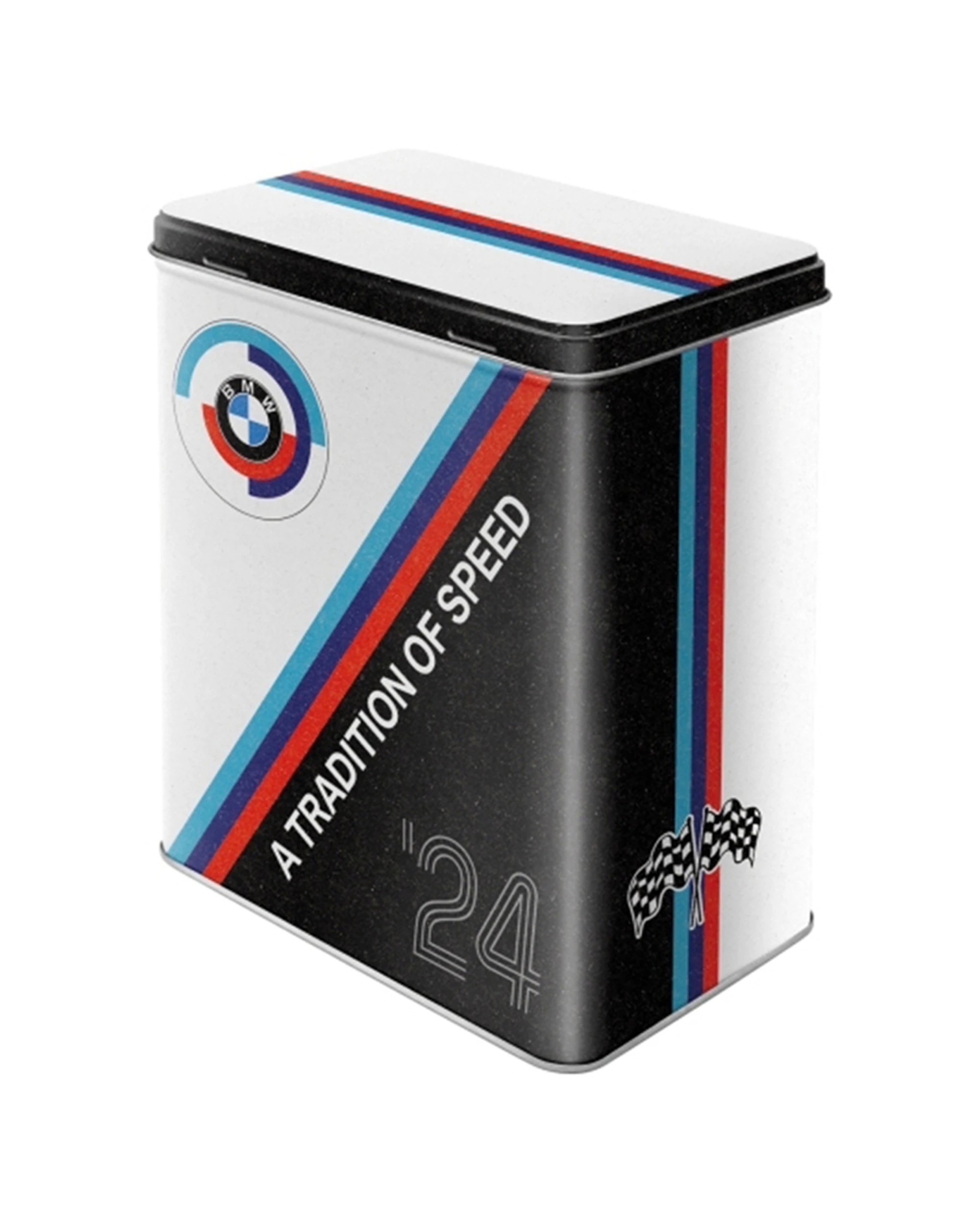 1 Nostalgic-Art Large Storage Tin Box - BMW Motorsport Steel - White, 1 of 1