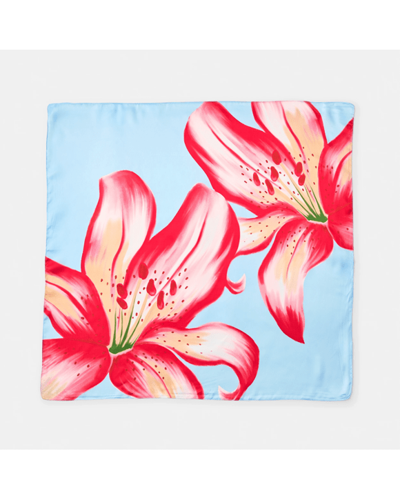 Oversize Floral Hair Scarf - Blue, Red and Gree