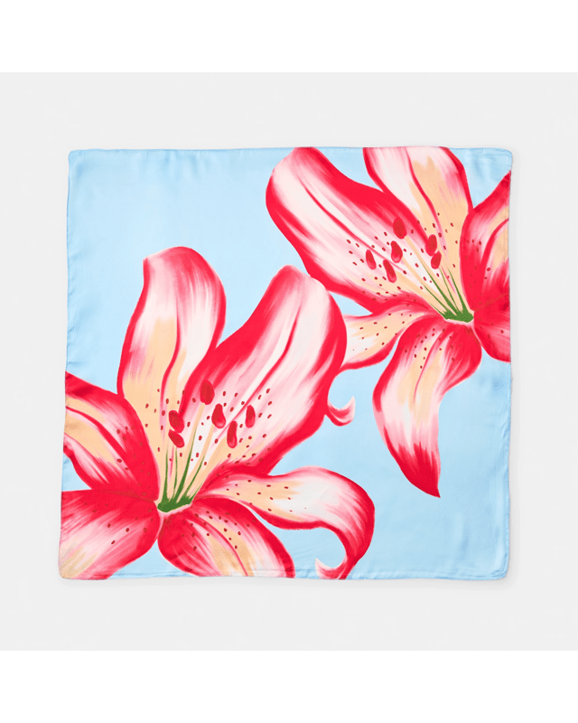 Oversize Floral Hair Scarf - Blue, Red and 