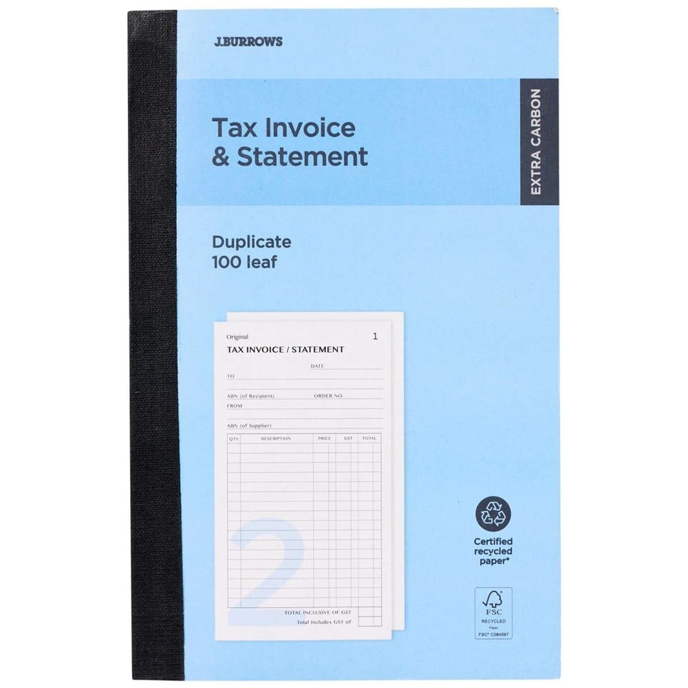 1 J.Burrows Cbn Duplicate Tax Invoice/Statement Booklet 100Lf, 1 of 1