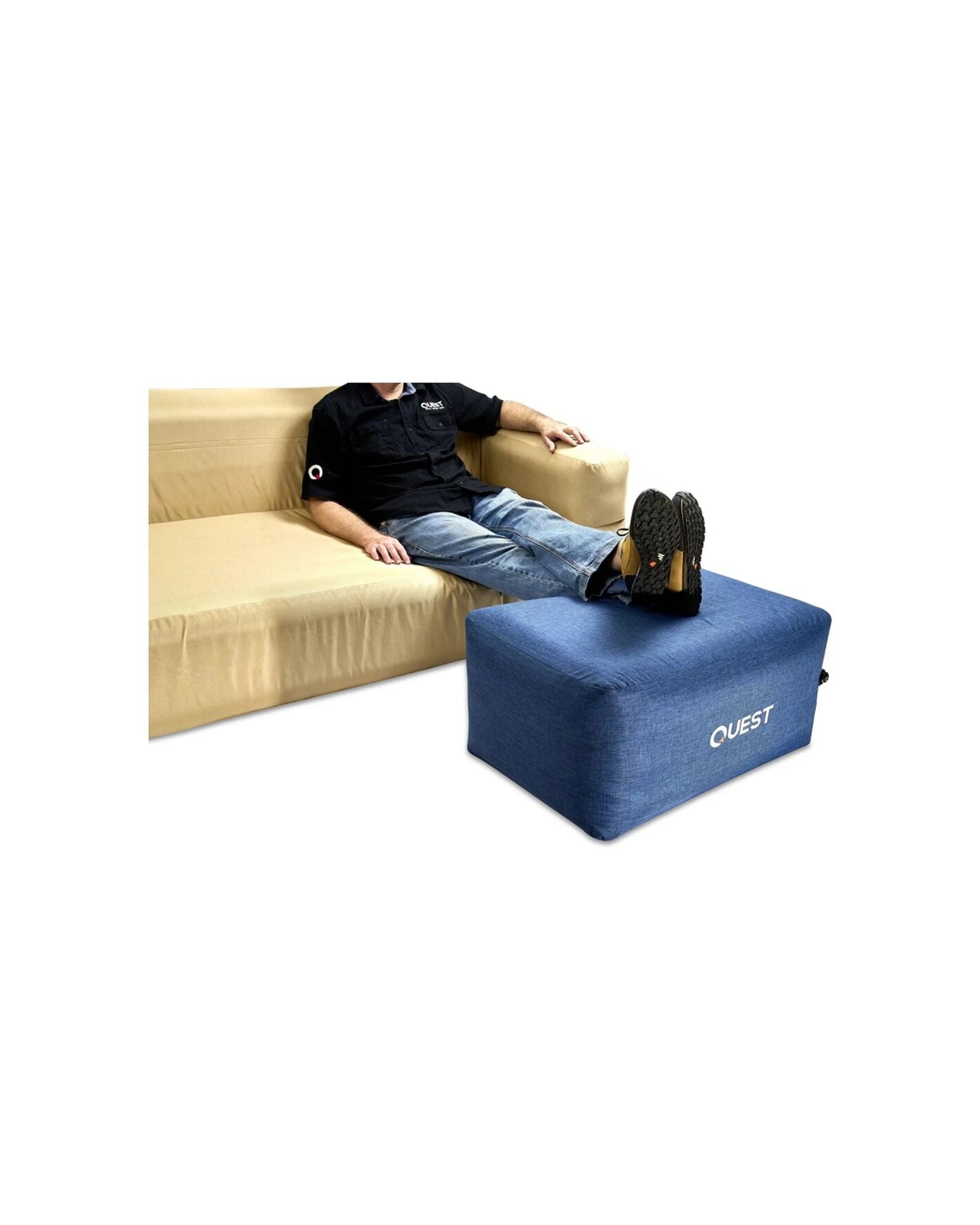 4 Quest Outdoors Air Foot Stool Inflatable Water-Resistant Cover Boston Valve - Blue, 4 of 6