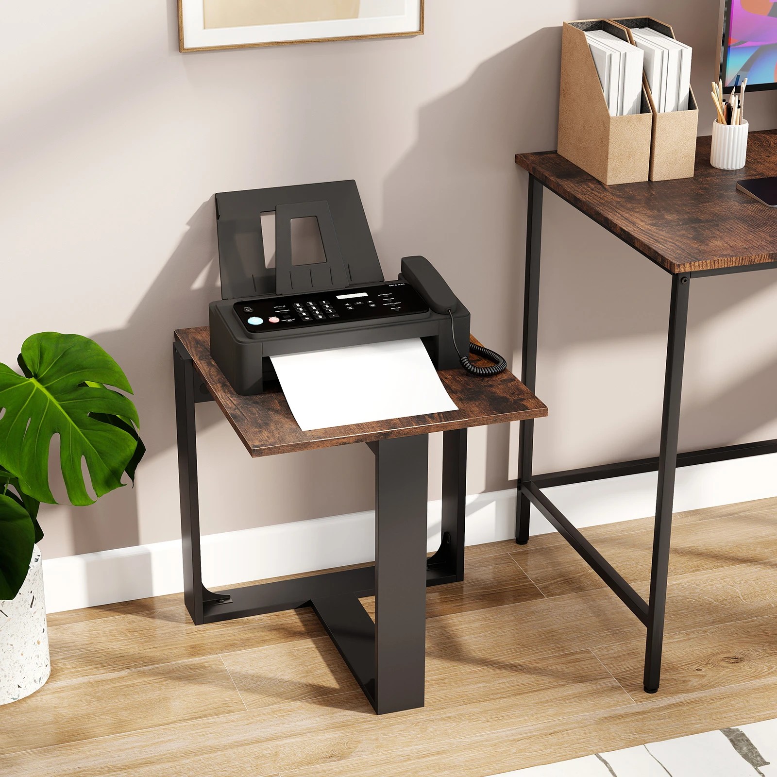 3 Costway Square End Table Industrial Sofa Side Table w/Metal Frame Nightstand, 3 of 5