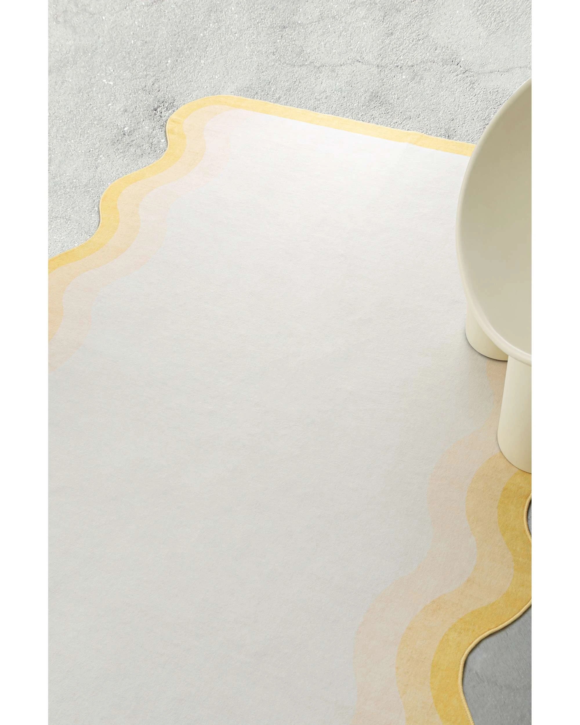 3 Loopsie Turi Tonal Scalloped Washable Rug-370cm x 270cm - Yellow, 3 of 8