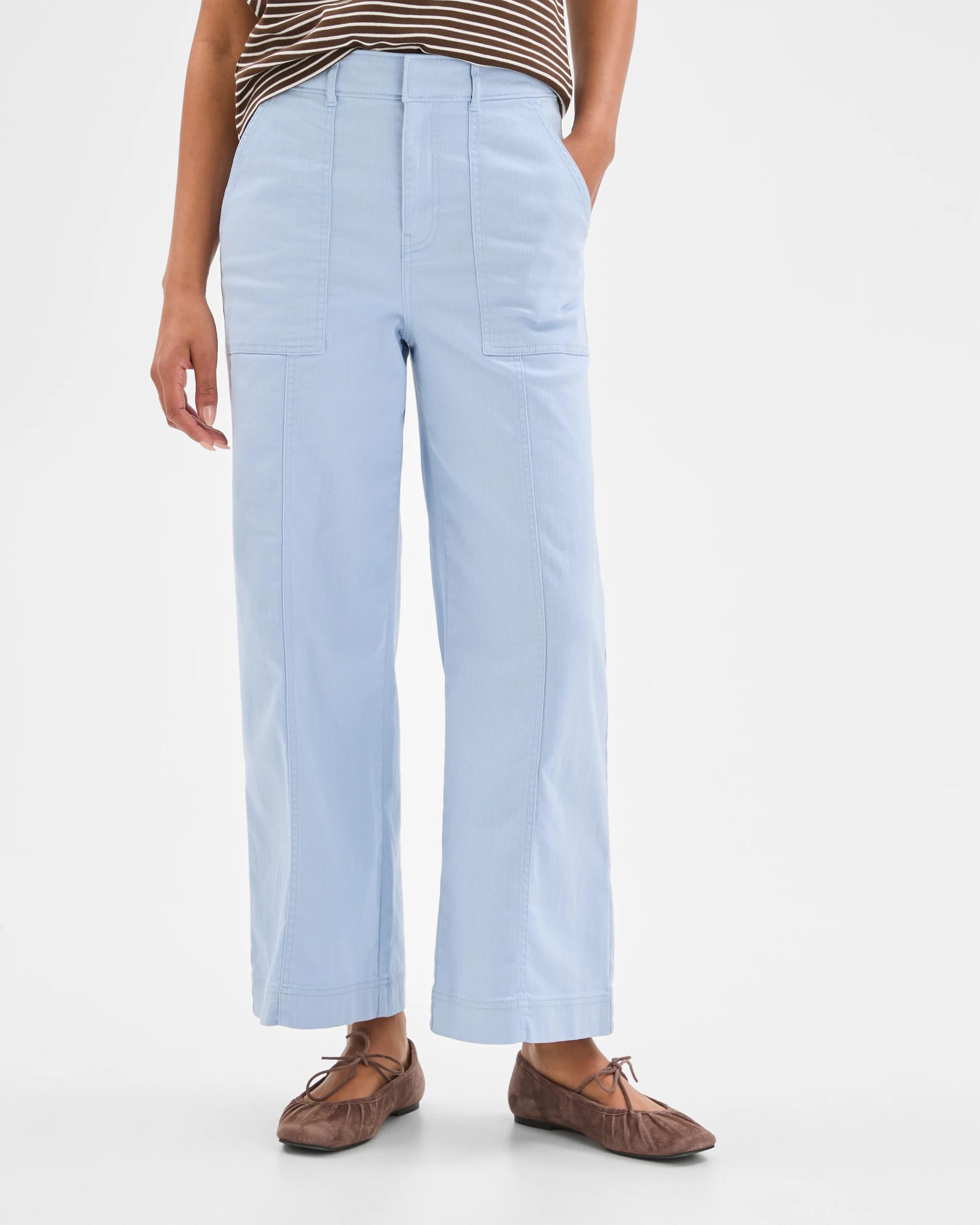 4 Target Woman Australian Cotton Blend Stretch Twill Wide Leg Pants SKY BLUE, 4 of 6