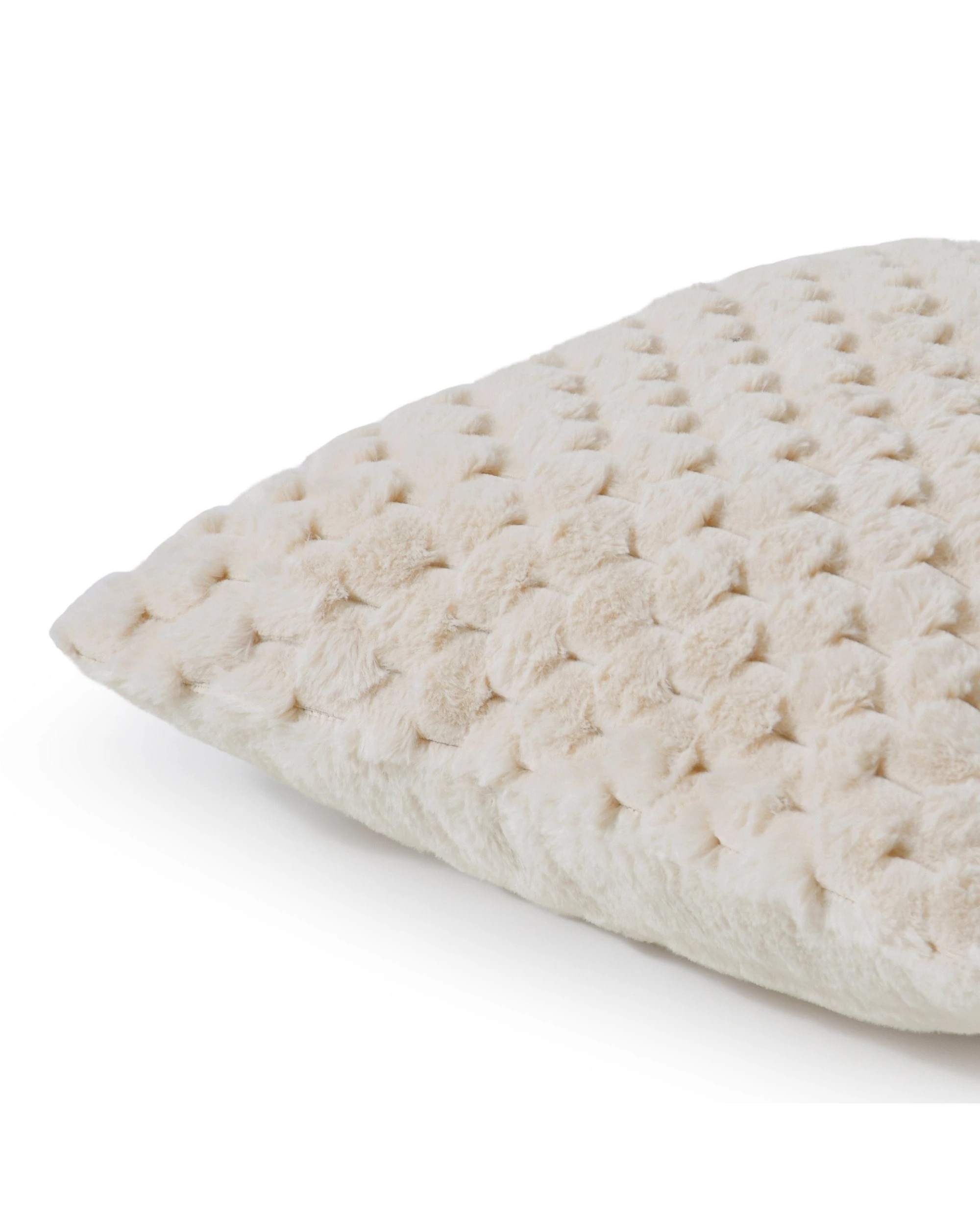 3 Dreamaker Emmett Textured Faux Fur Cushion 50x50cm - Cream, 3 of 6