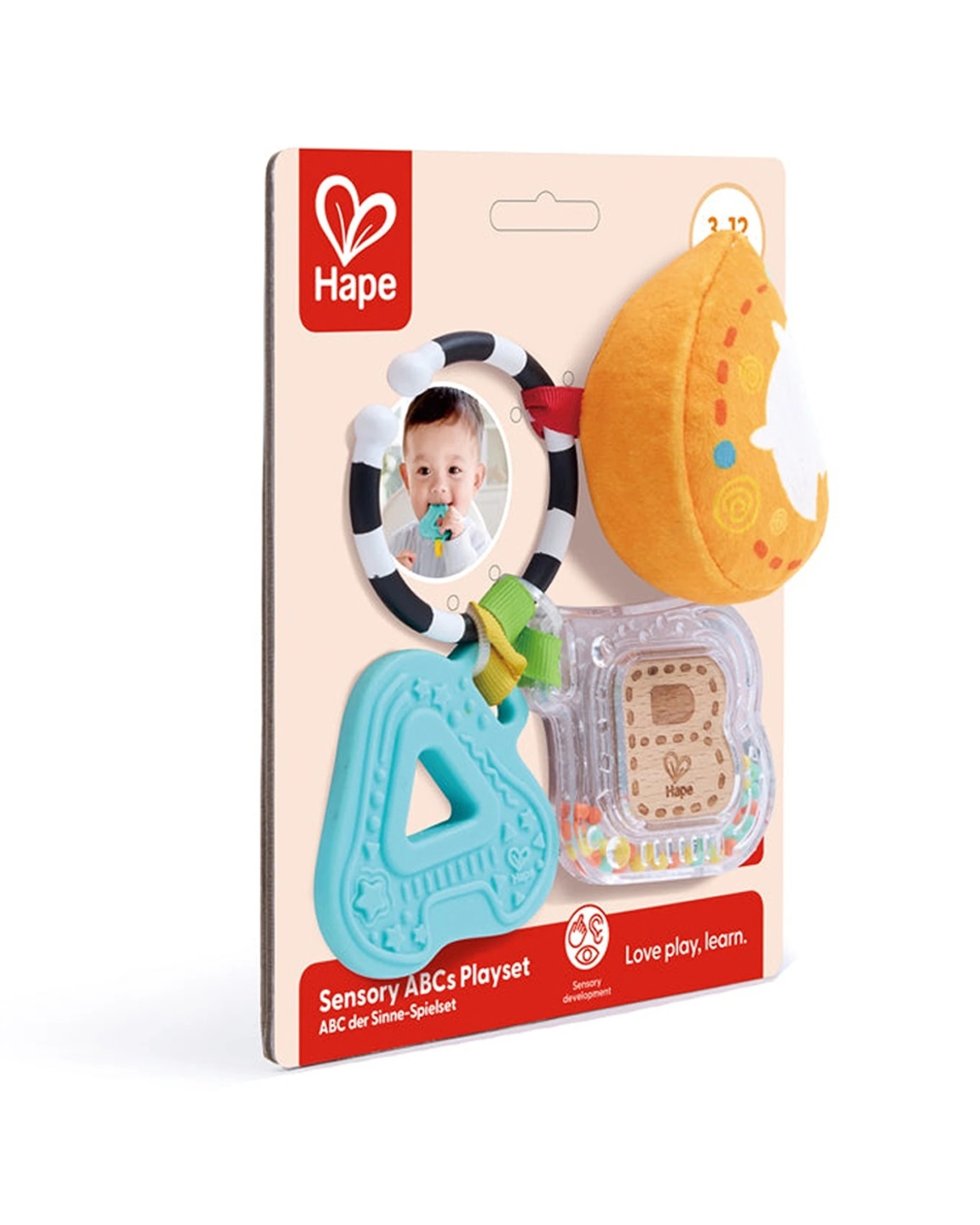 1 Hape Sensory ABCs Playset Teether Rattle Plush Baby Activity Toy - Multi, 1 of 4