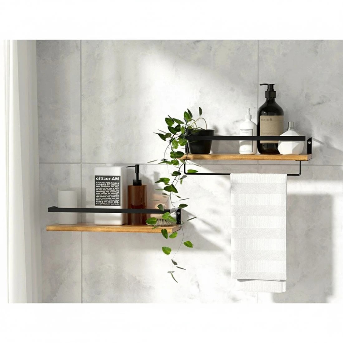 3 Artiss Floating Wall Shelf Set of 2 - Brown, 3 of 6