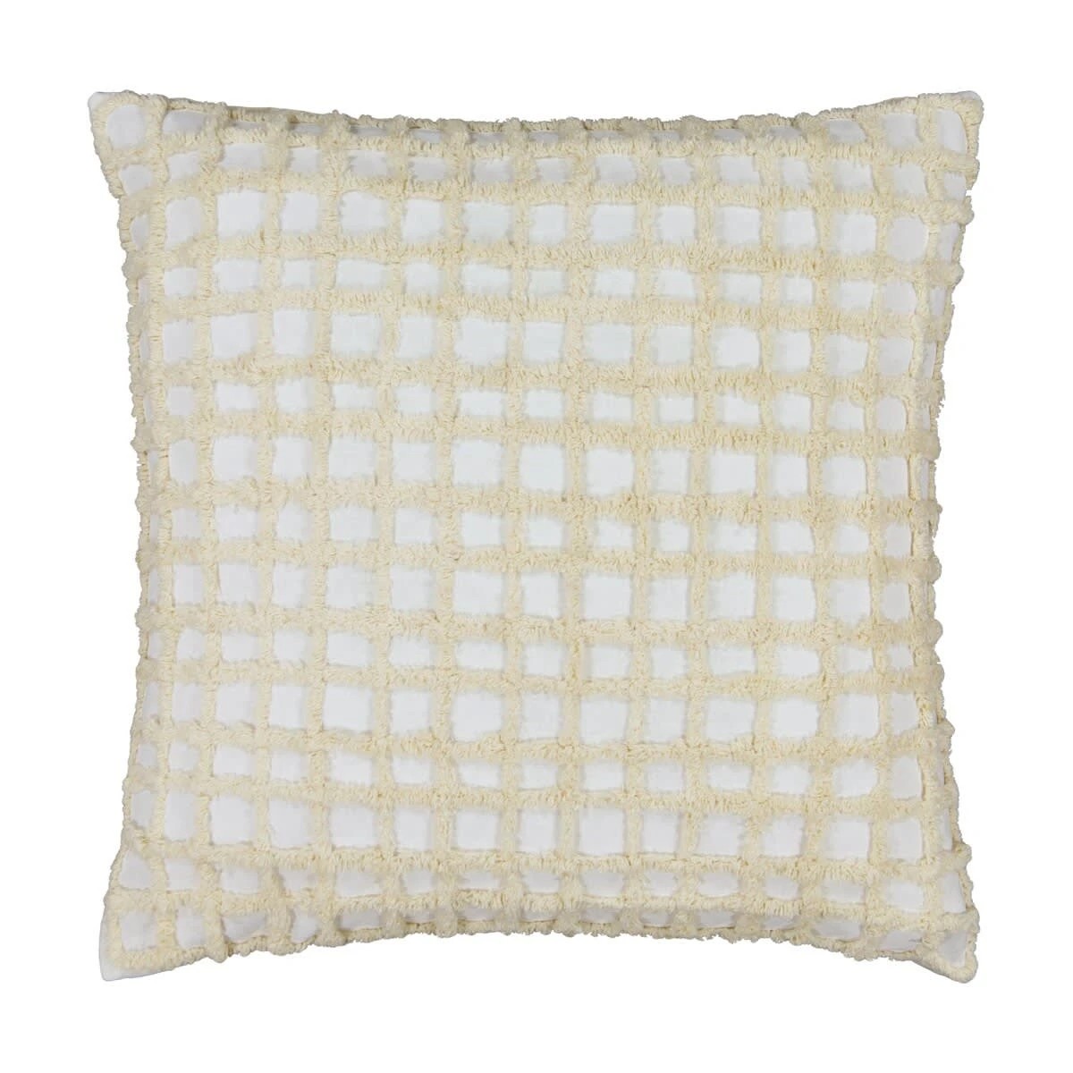 1 60cm Tufted Check Cushion - Beige, 1 of 6