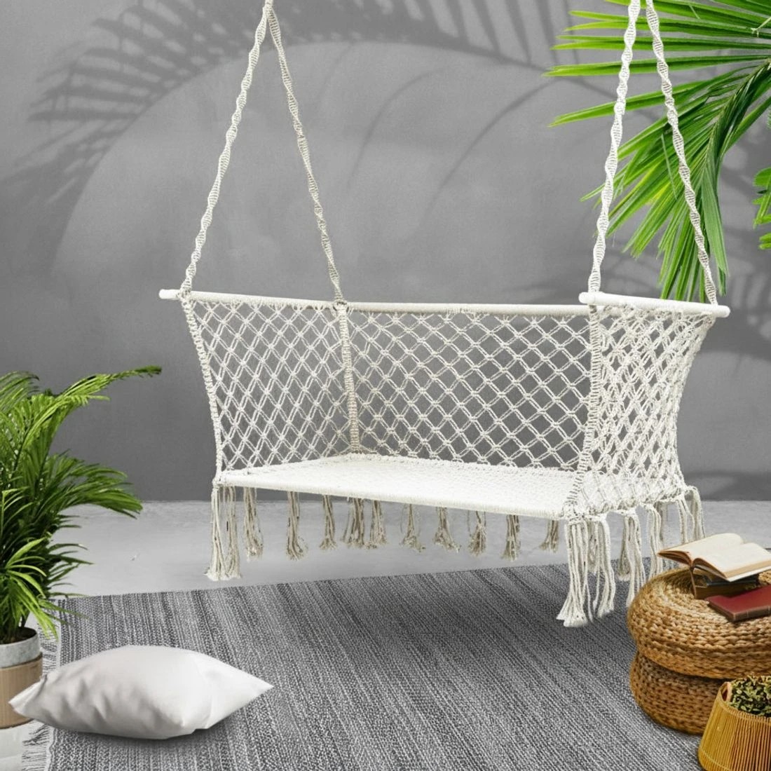 6 Gardeon Hammock Chair Outdoor Portable Camping Hammocks 2 Person - Beige, 6 of 6