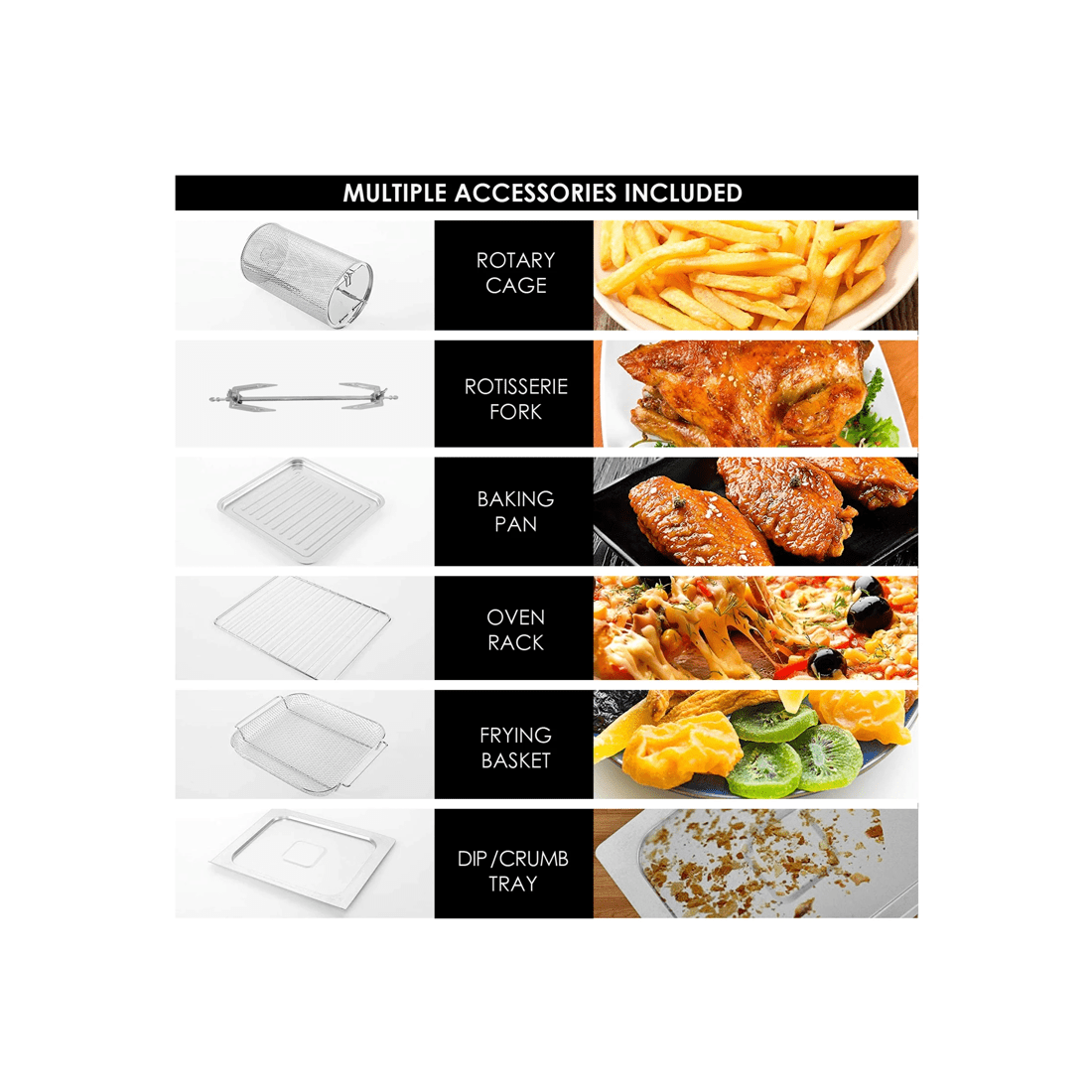 9 TODO 18L Air Fryer Oven Grill 1550W Rotisserie Fan Forced Dehydrator Toaster, 9 of 10