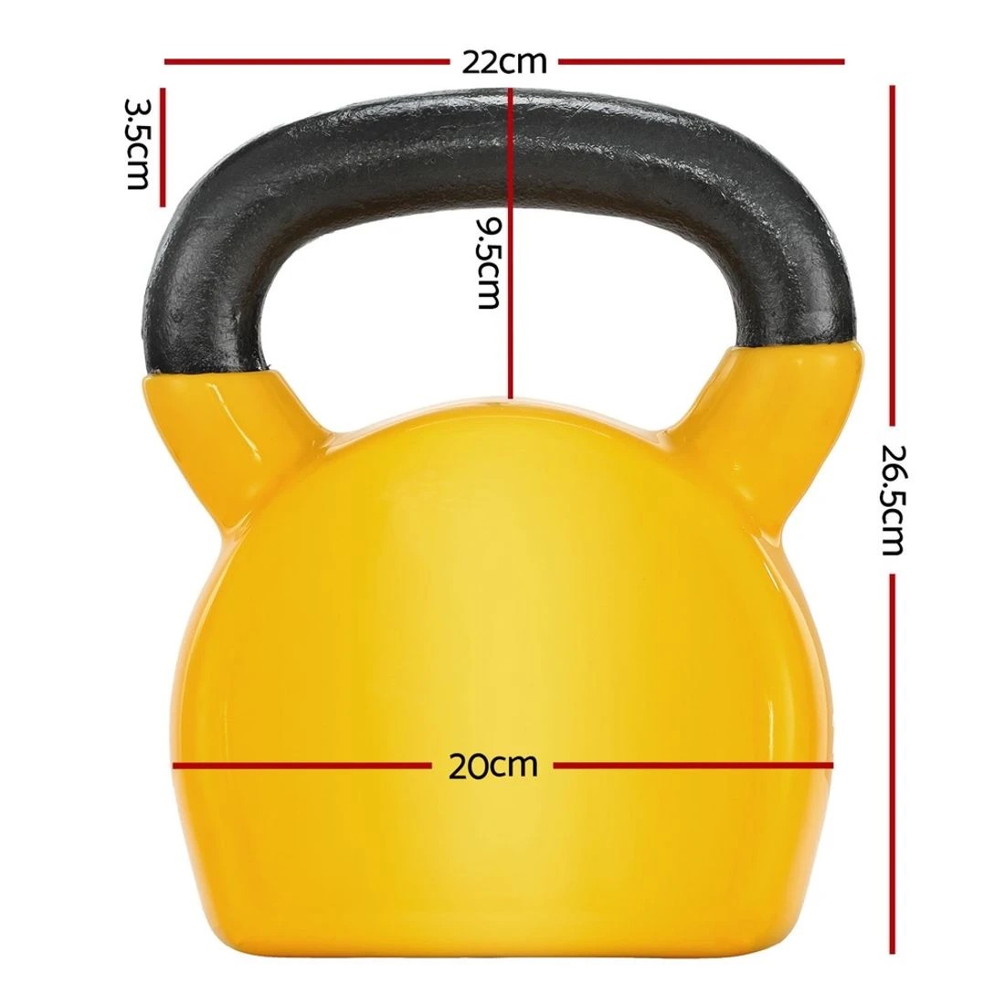 2 Everfit 20kg Kettlebell Set Weightlifting Bench Dumbbells Kettle Bell Gym Home - Yellow, 2 of 6