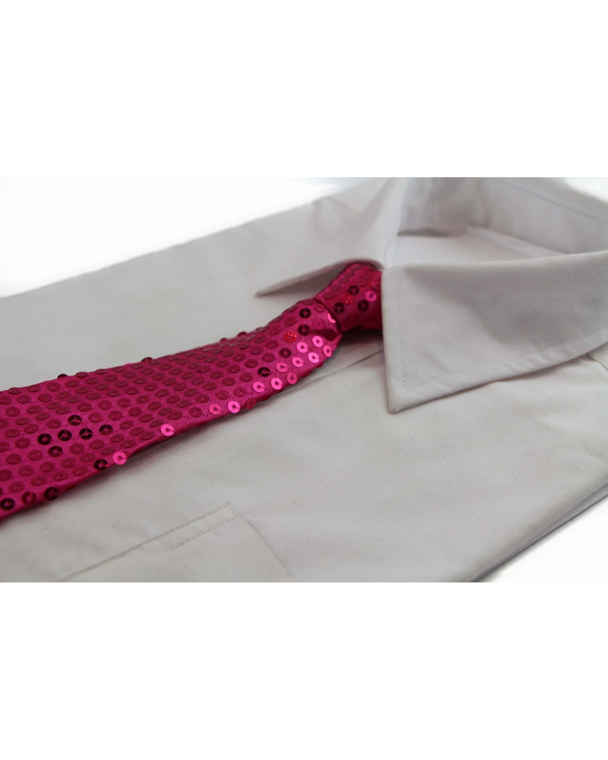 1 Zasel Teen Boys Kids Hot Pink Sequin Elastic Neck Tie, 1 of 2
