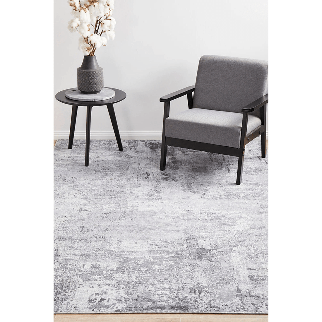 3 RUG CULTURE Illusions 156 Silver Polyester Rug - 3mm Power Loomed Pile - Silver, 3 of 7