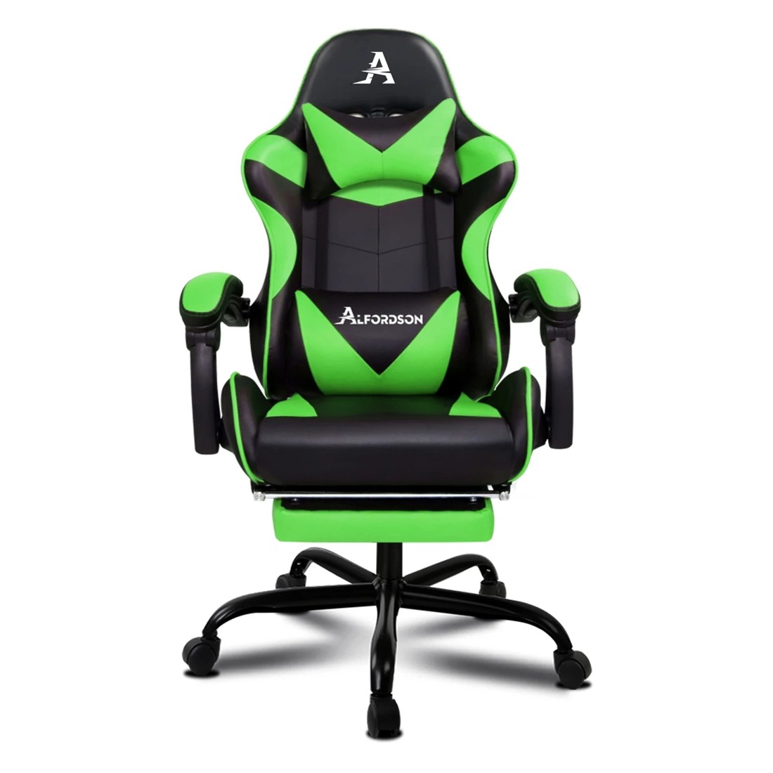 7 Alfordson Gaming Chair Office Executive Racing Footrest Seat PU Leather - Green, 7 of 10