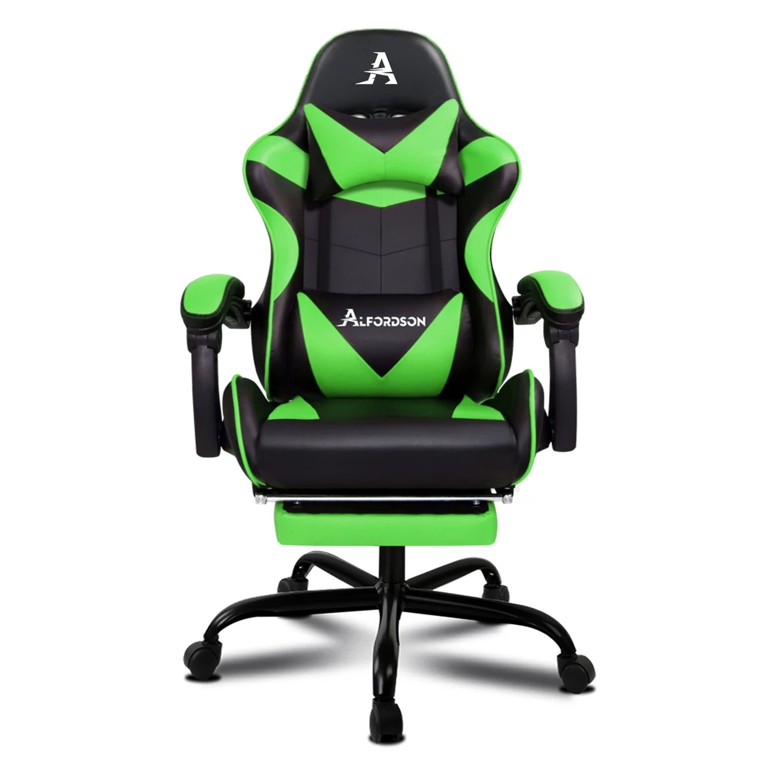 7 Alfordson Gaming Chair Office Executive Racing Footrest Seat PU Leather - Green, 7 of 10