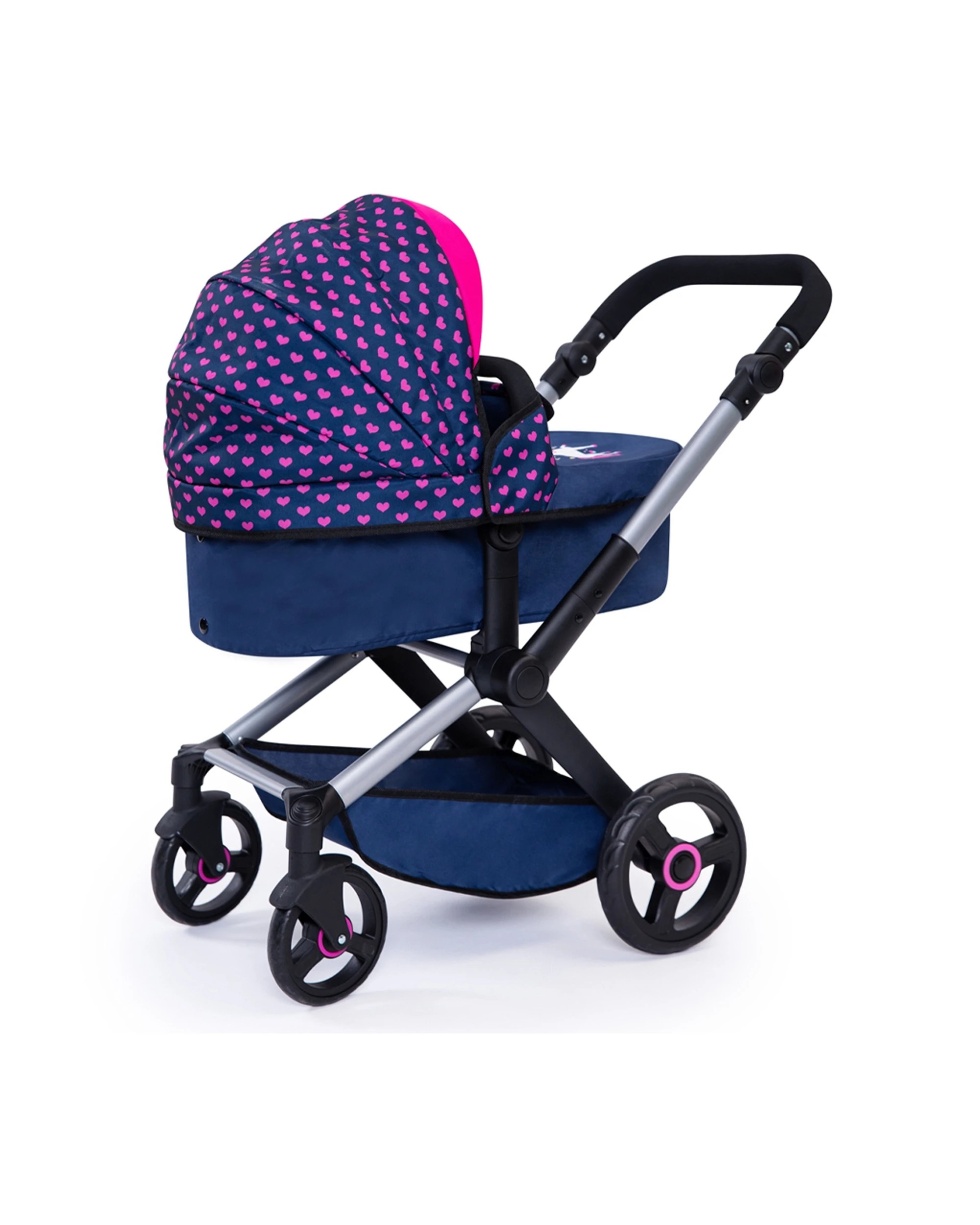 2 Bayer Xeo Compact Adjustable Doll Pram Dark Pink Heart Print Kids 3 Years+
 - Blue, 2 of 8
