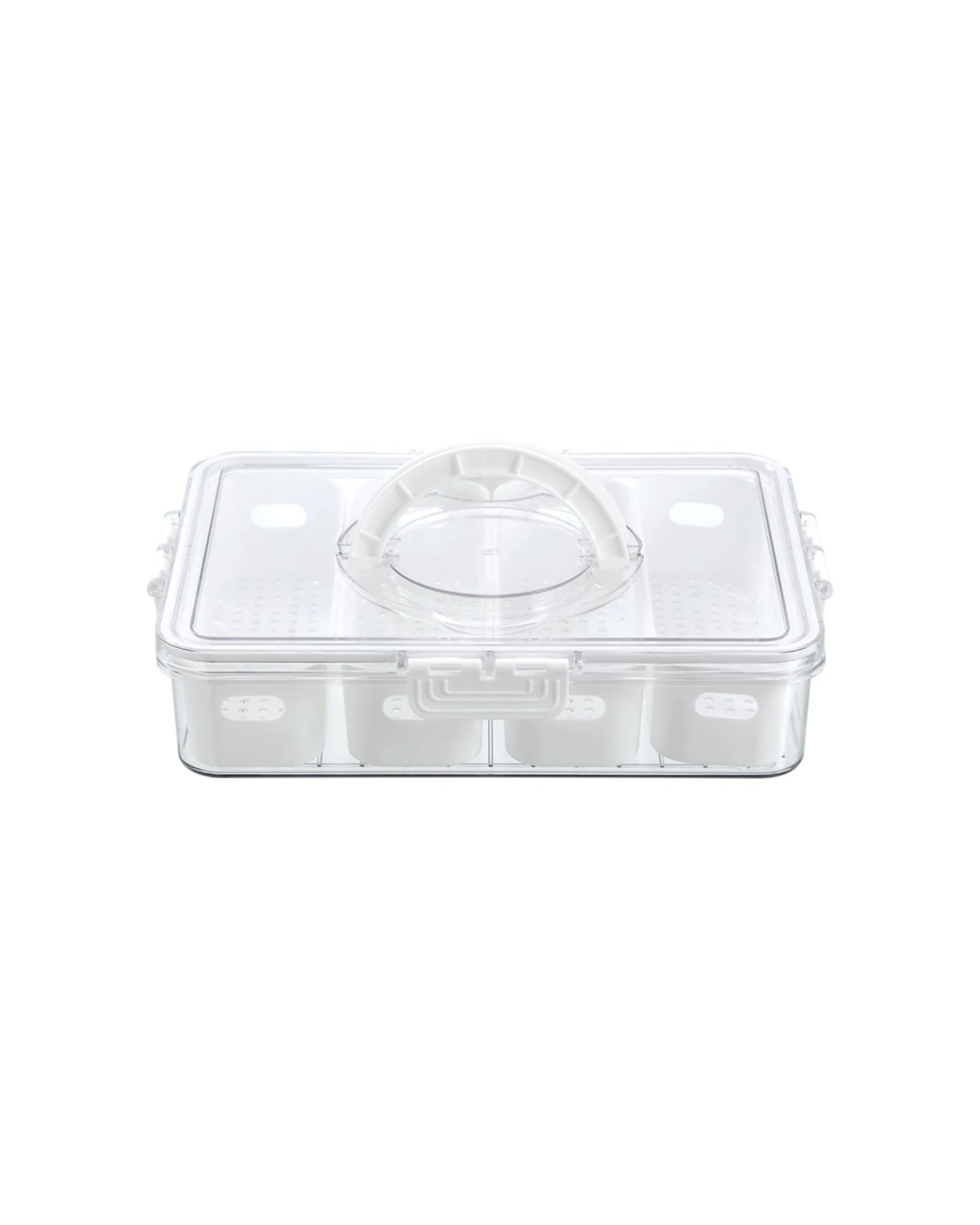 6 Lemon & Lime Snackal 8 Section Snack Food Container 31x24x6.5cm - Clear, 6 of 6