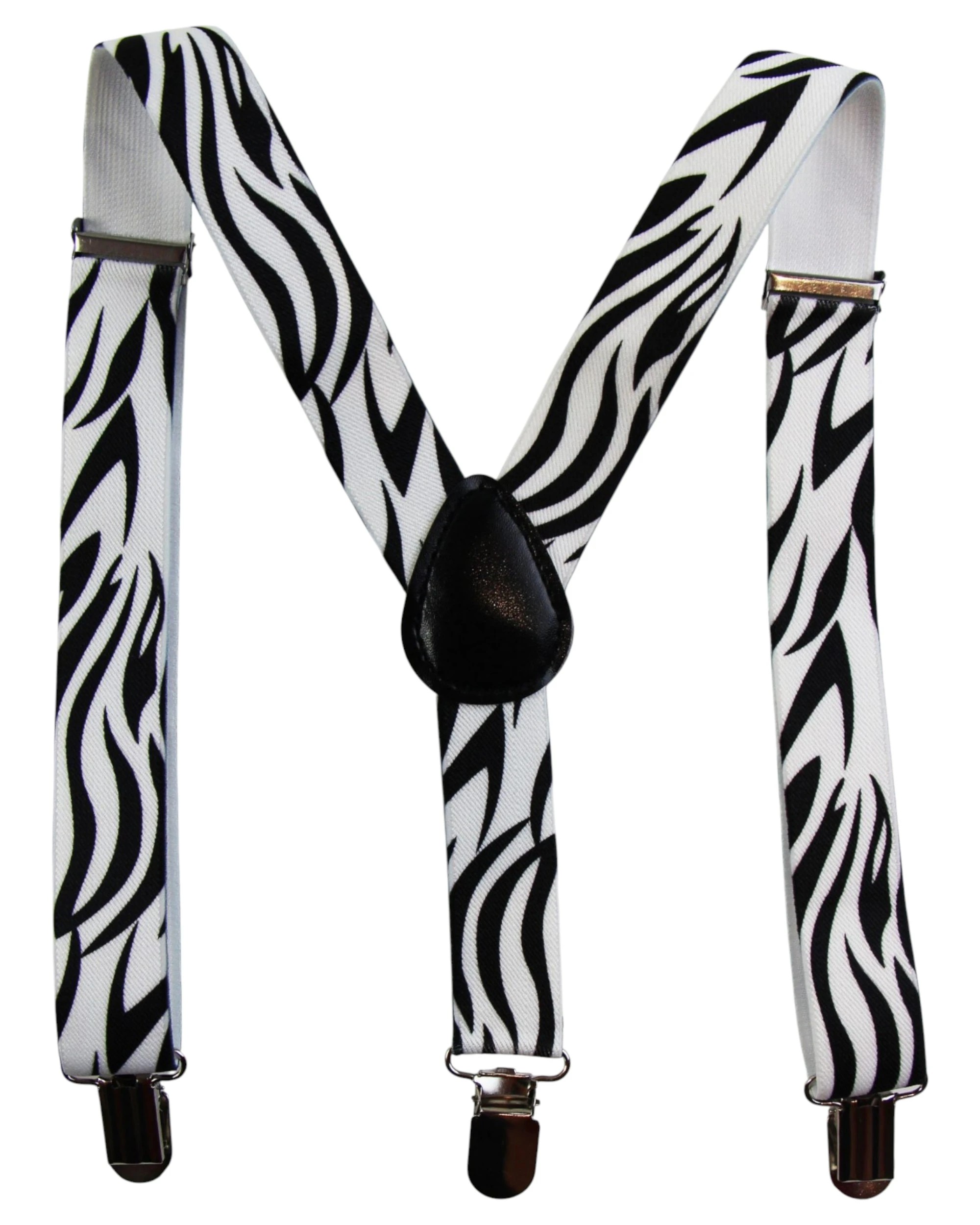 1 Zasel Boys Adjustable White & Black Zebra Patterned Suspenders - Multi - Multi, 1 of 4