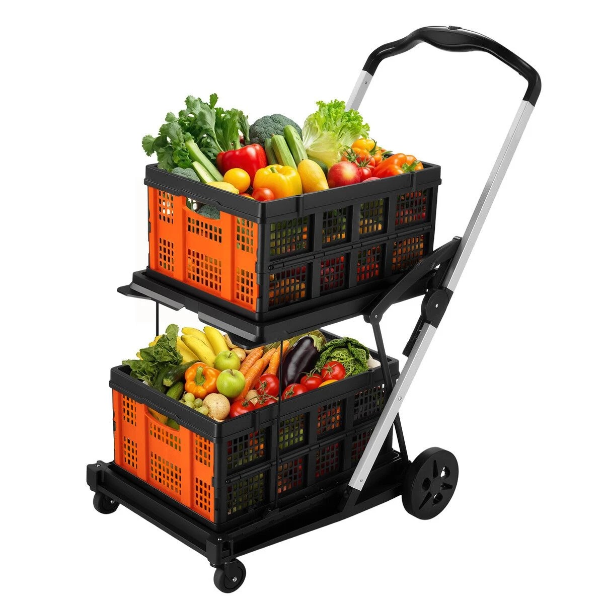 2 AUSWAY Folding Hand Truck Dolly Luggage Utility Cart Shopping Trolley Collapsible, 2 of 3